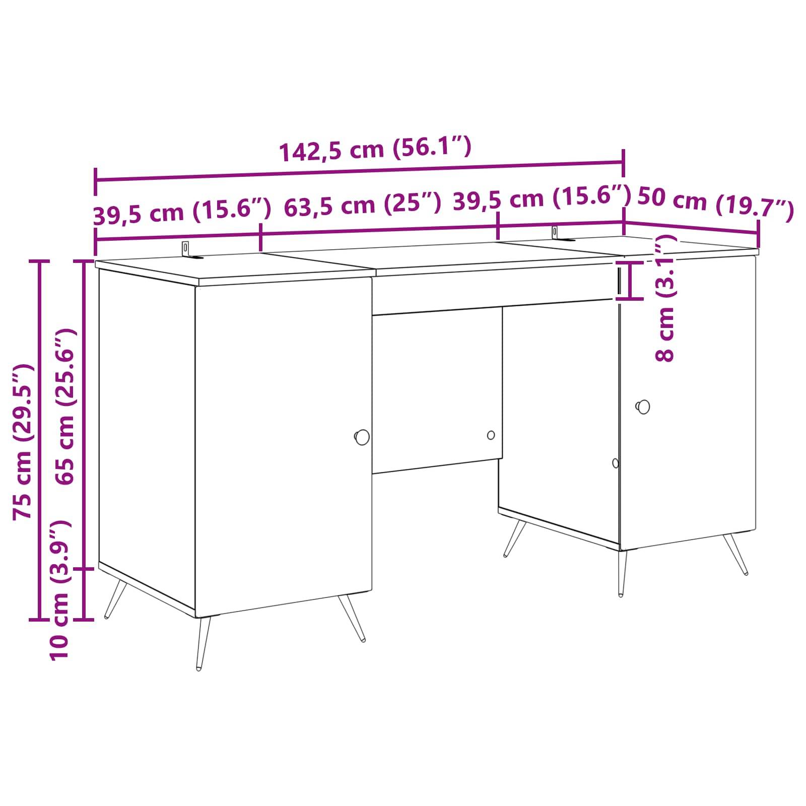 vidaXL Schreibtisch mit Regal Altholz 142,5 x 50 x 75 cm Holzwerkstoff