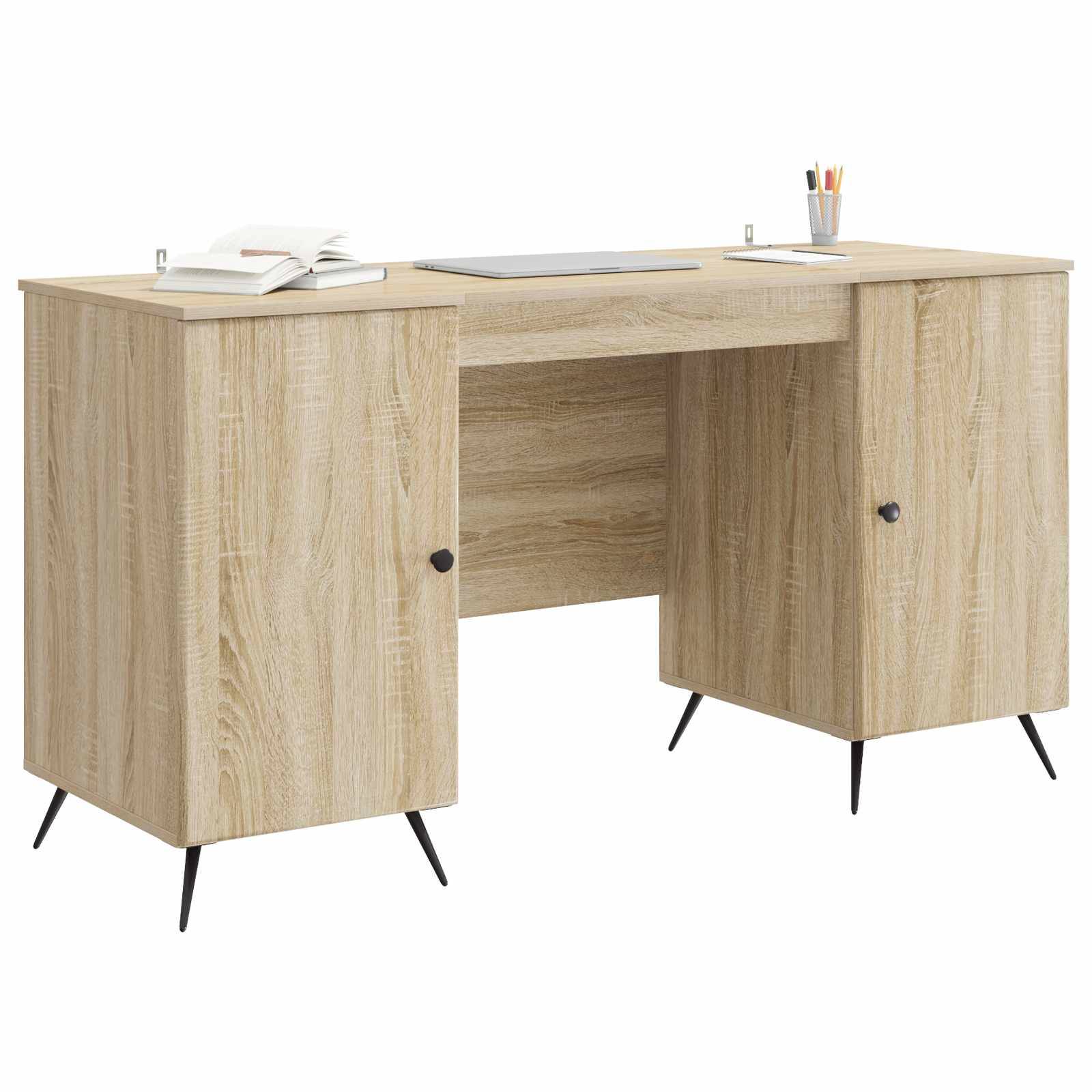 vidaXL Schreibtisch Sonoma-Eiche 142,5 x 50 x 75 cm Holzwerkstoff