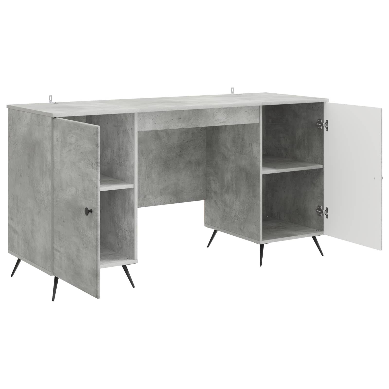 vidaXL Schreibtisch mit Tür Betongrau 142,5 x 50 x 75 cm Holzwerkstoff