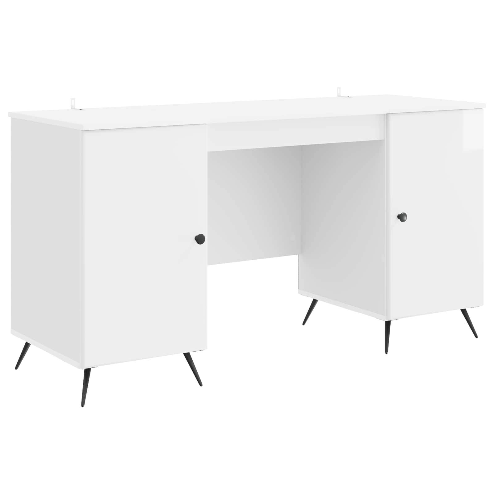 vidaXL Schreibtisch Hochglanz Weiß 142,5 x 50 x 75 cm Holzwerkstoff