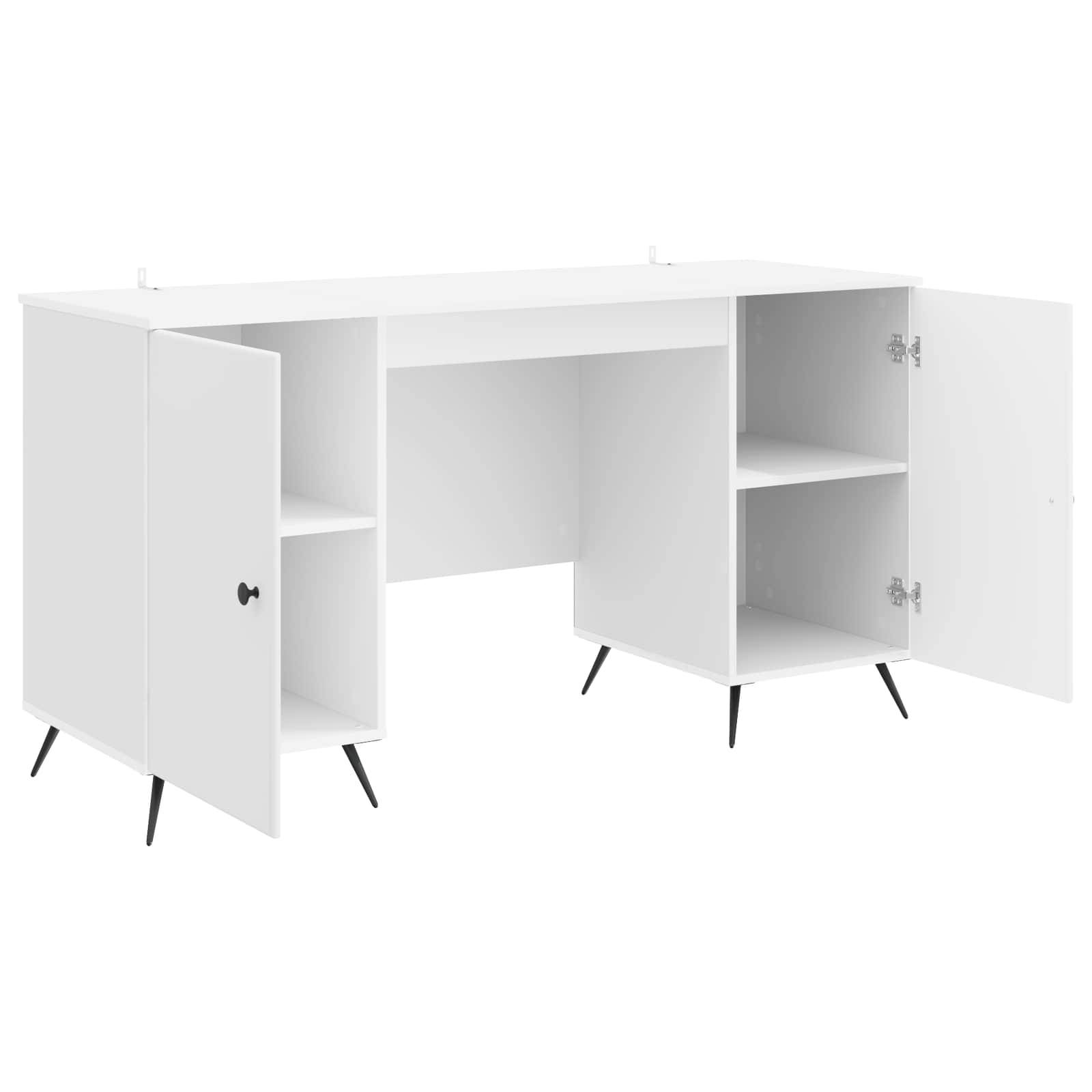 vidaXL Schreibtisch Hochglanz Weiß 142,5 x 50 x 75 cm Holzwerkstoff