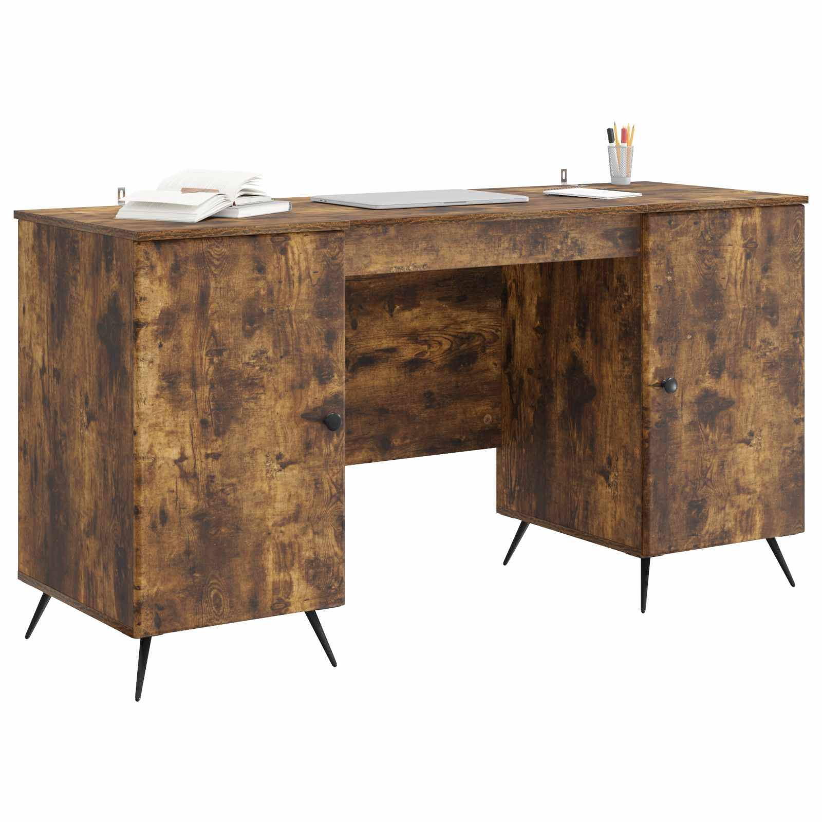 vidaXL Schreibtisch Geräucherte Eiche 142,5 x 50 x 75 cm Holzwerkstoff