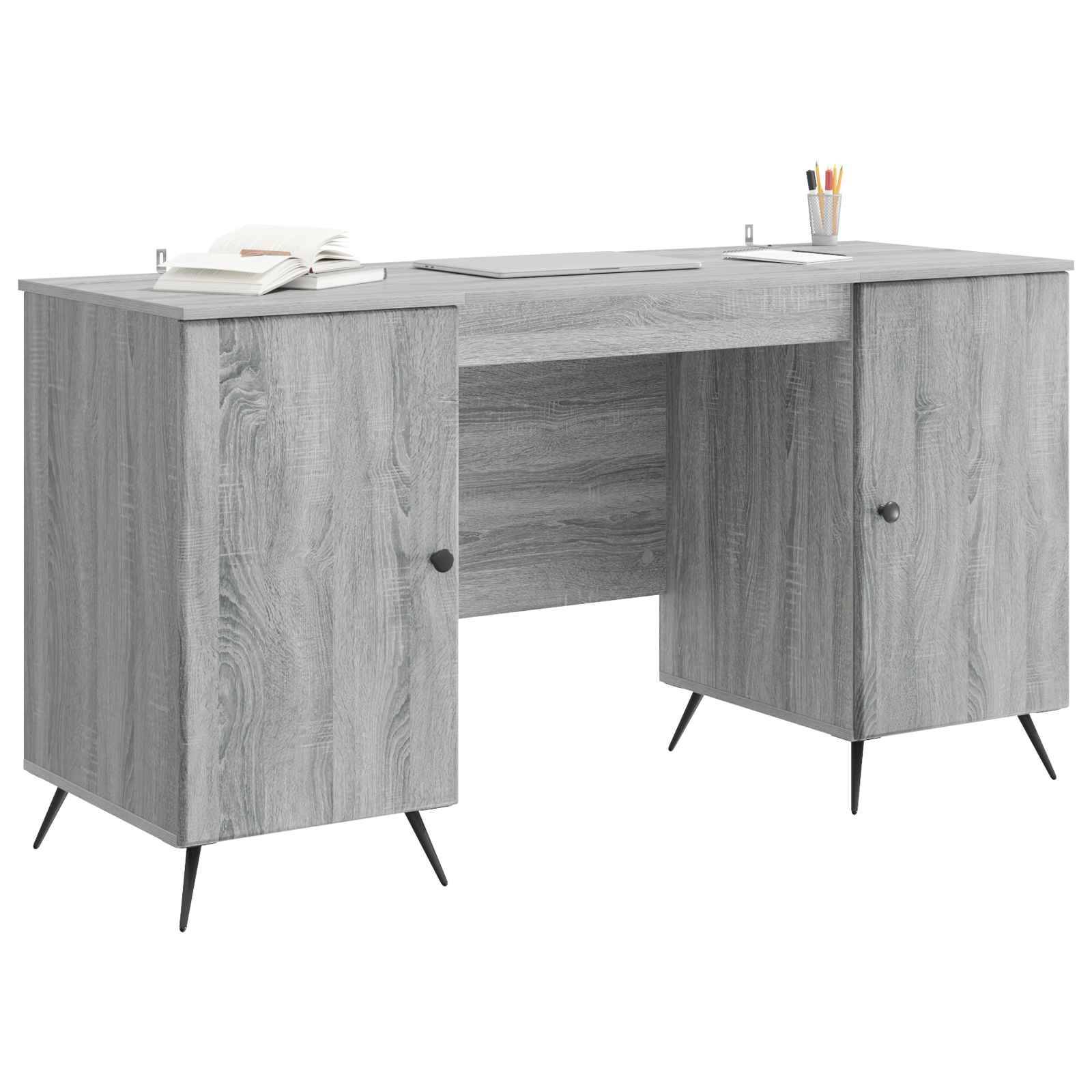 vidaXL Schreibtisch Graues Sonoma 142,5 x 50 x 75 cm Holzwerkstoff