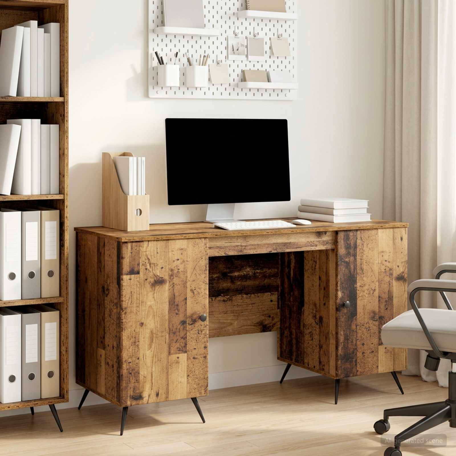 vidaXL Schreibtisch mit Regal Altholz 142,5 x 50 x 75 cm Holzwerkstoff