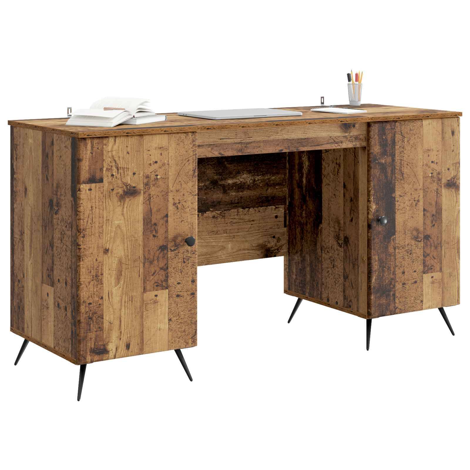 vidaXL Schreibtisch mit Regal Altholz 142,5 x 50 x 75 cm Holzwerkstoff