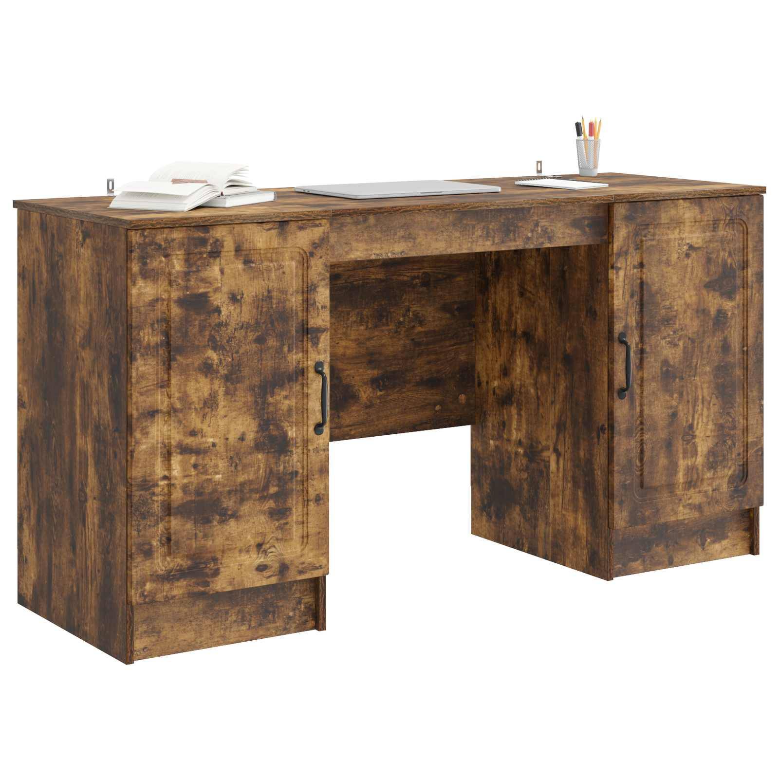 vidaXL Schreibtisch Geräucherte Eiche 142,5 x 50 x 75 cm Holzwerkstoff