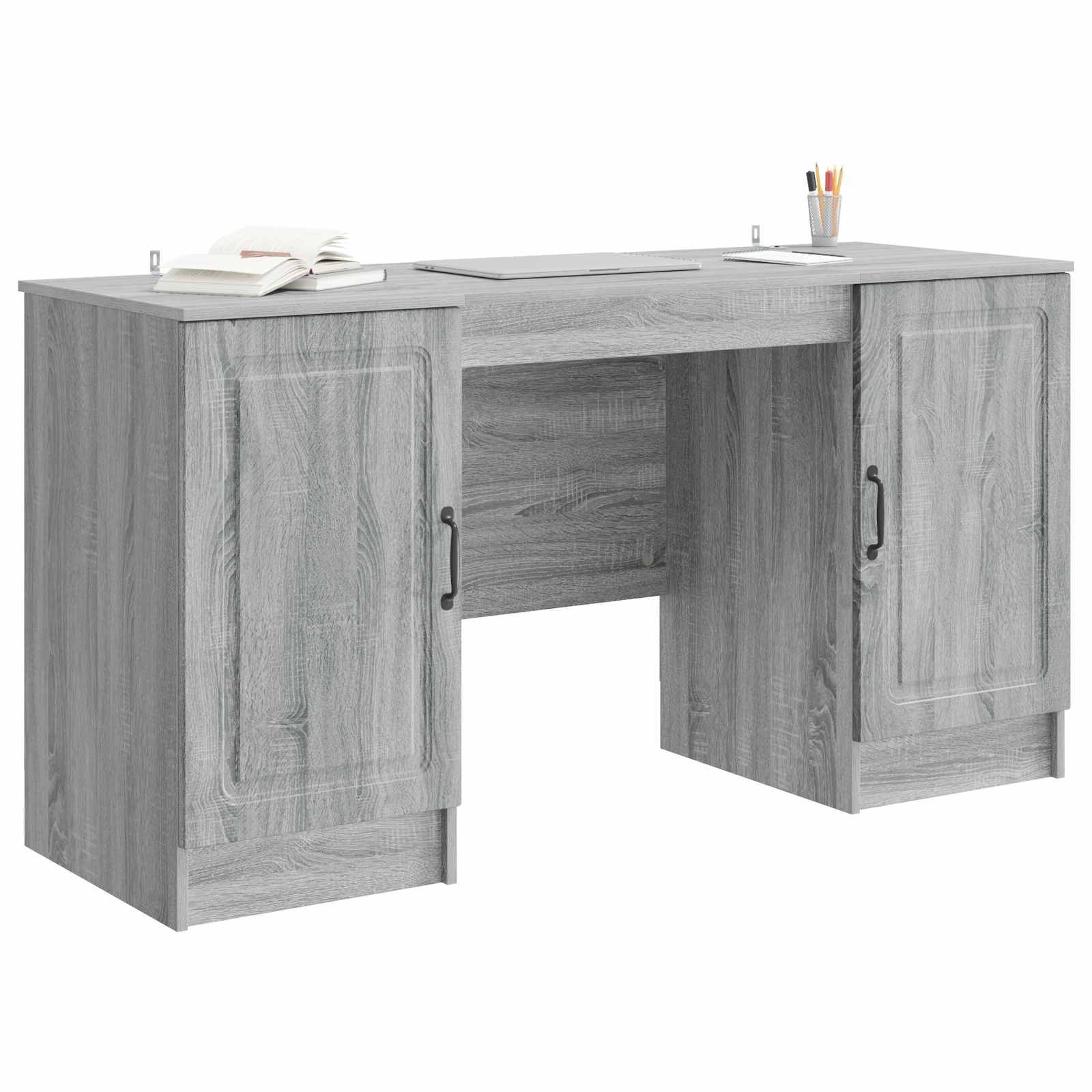 vidaXL Schreibtisch Graues Sonoma 142,5 x 50 x 75 cm Holzwerkstoff
