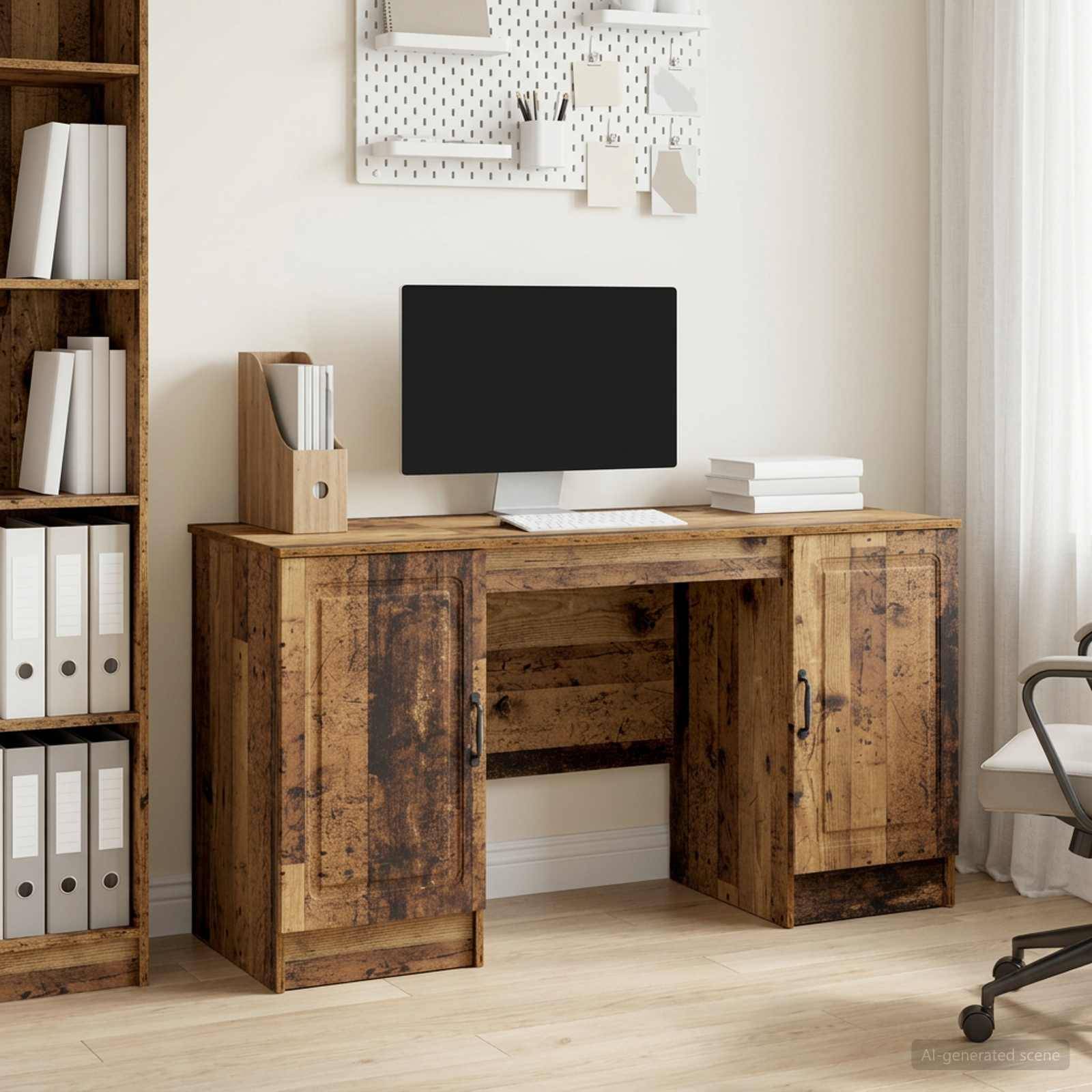 vidaXL Schreibtisch mit Regal Altholz 142,5 x 50 x 75 cm Holzwerkstoff