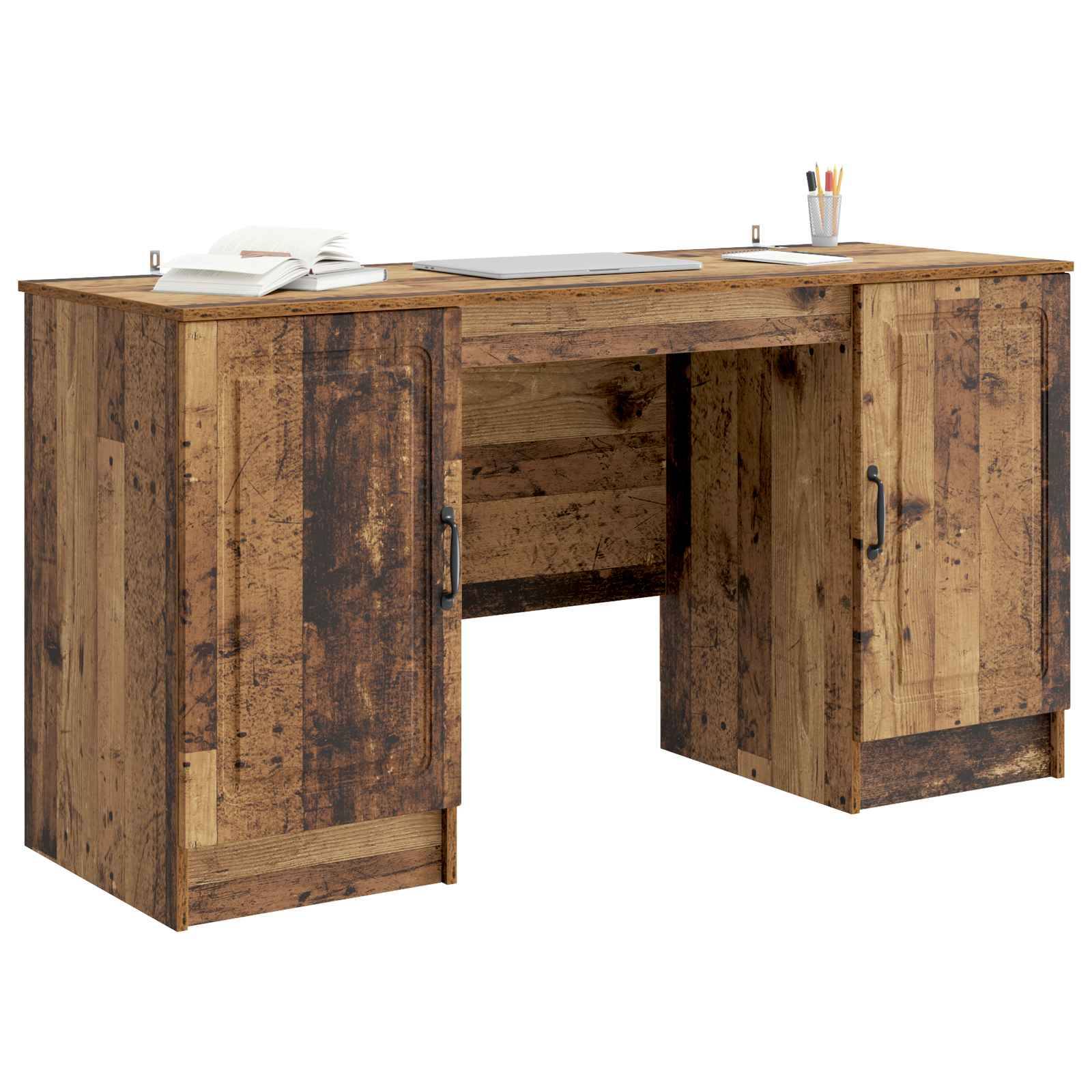vidaXL Schreibtisch mit Regal Altholz 142,5 x 50 x 75 cm Holzwerkstoff