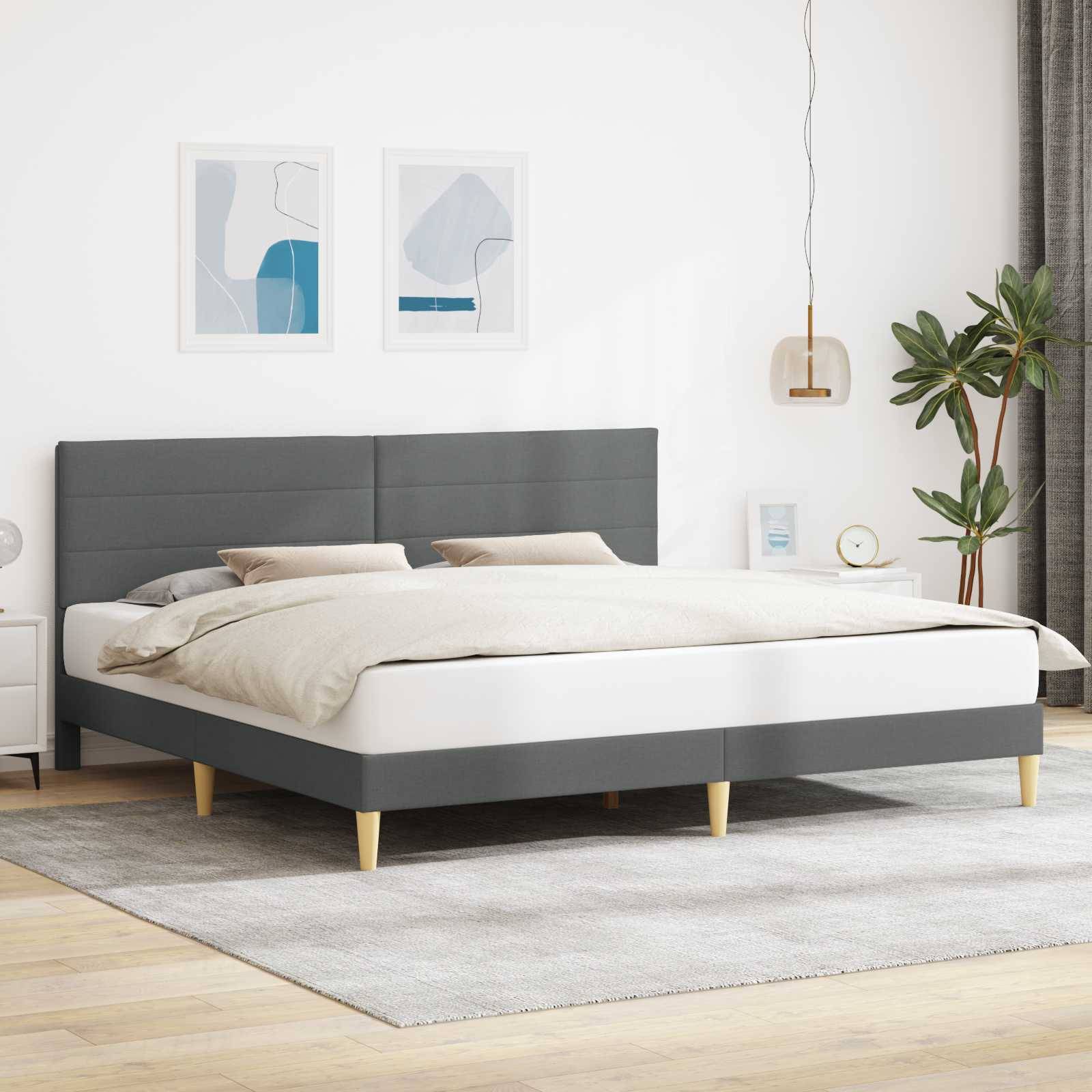 vidaXL Bettrahmen mit Kopfteil Dunkelgrau 180 x 200 cm Stoff