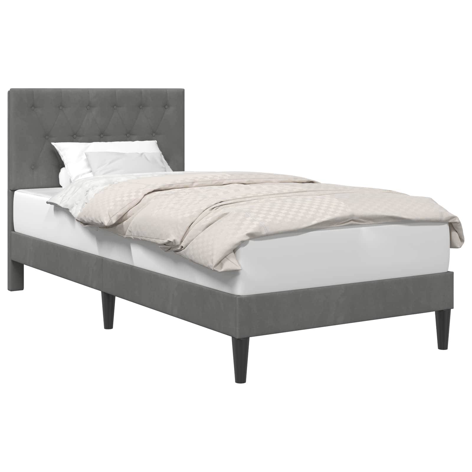 vidaXL Bettrahmen mit Kopfteil Dunkelgrau 90 x 200 cm Samt