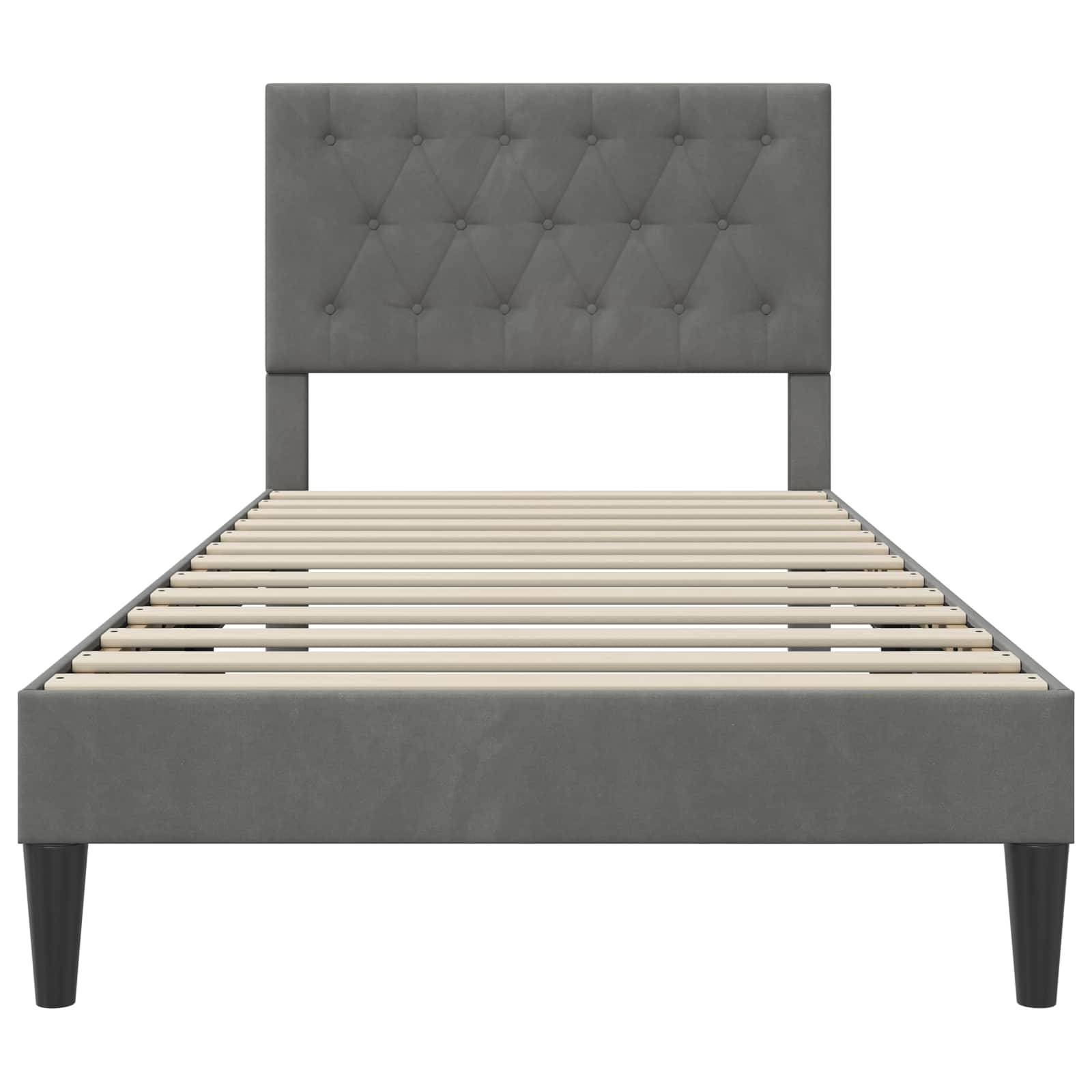 vidaXL Bettrahmen mit Kopfteil Dunkelgrau 90 x 200 cm Samt