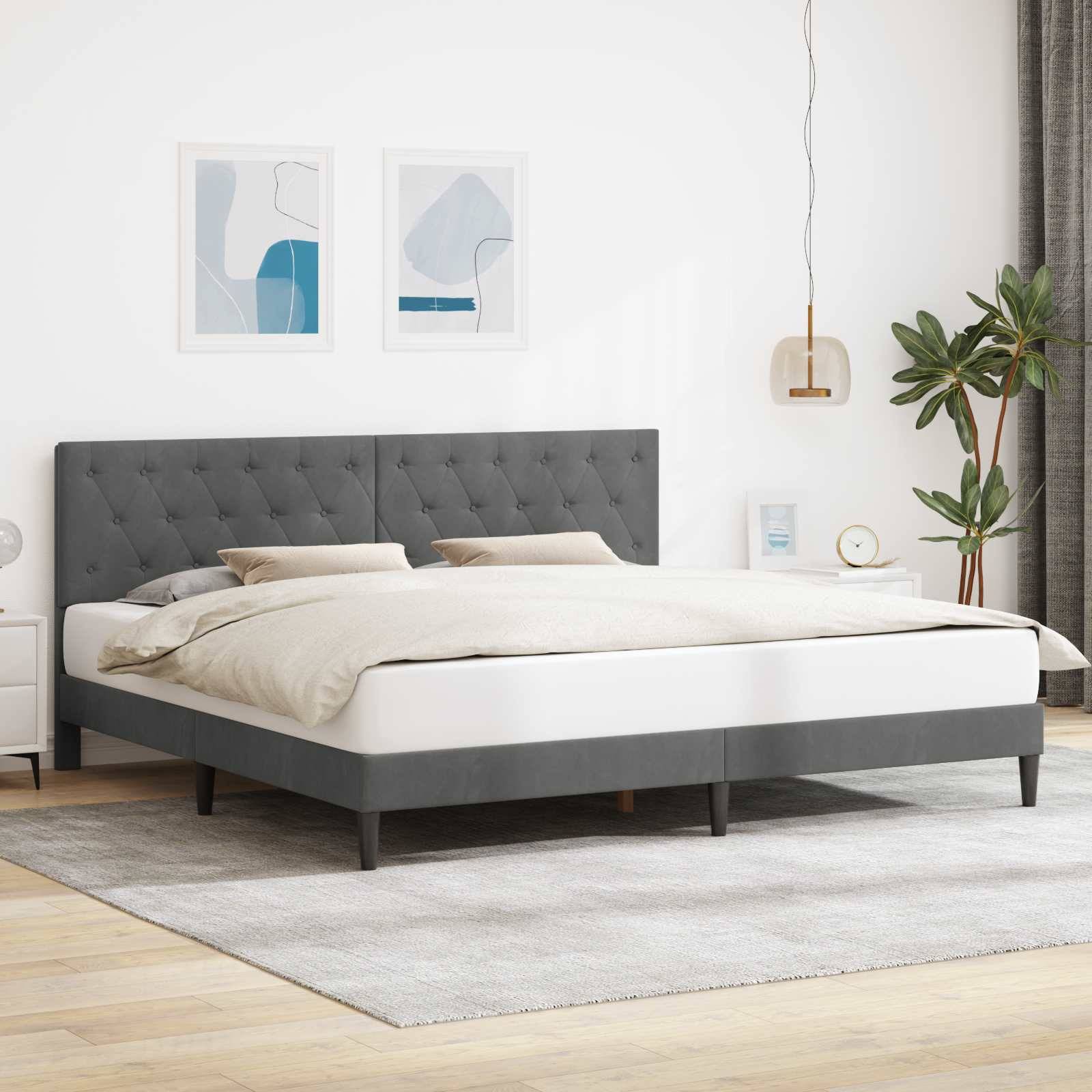 vidaXL Bettrahmen mit Kopfteil Dunkelgrau 200 x 200 cm Samt