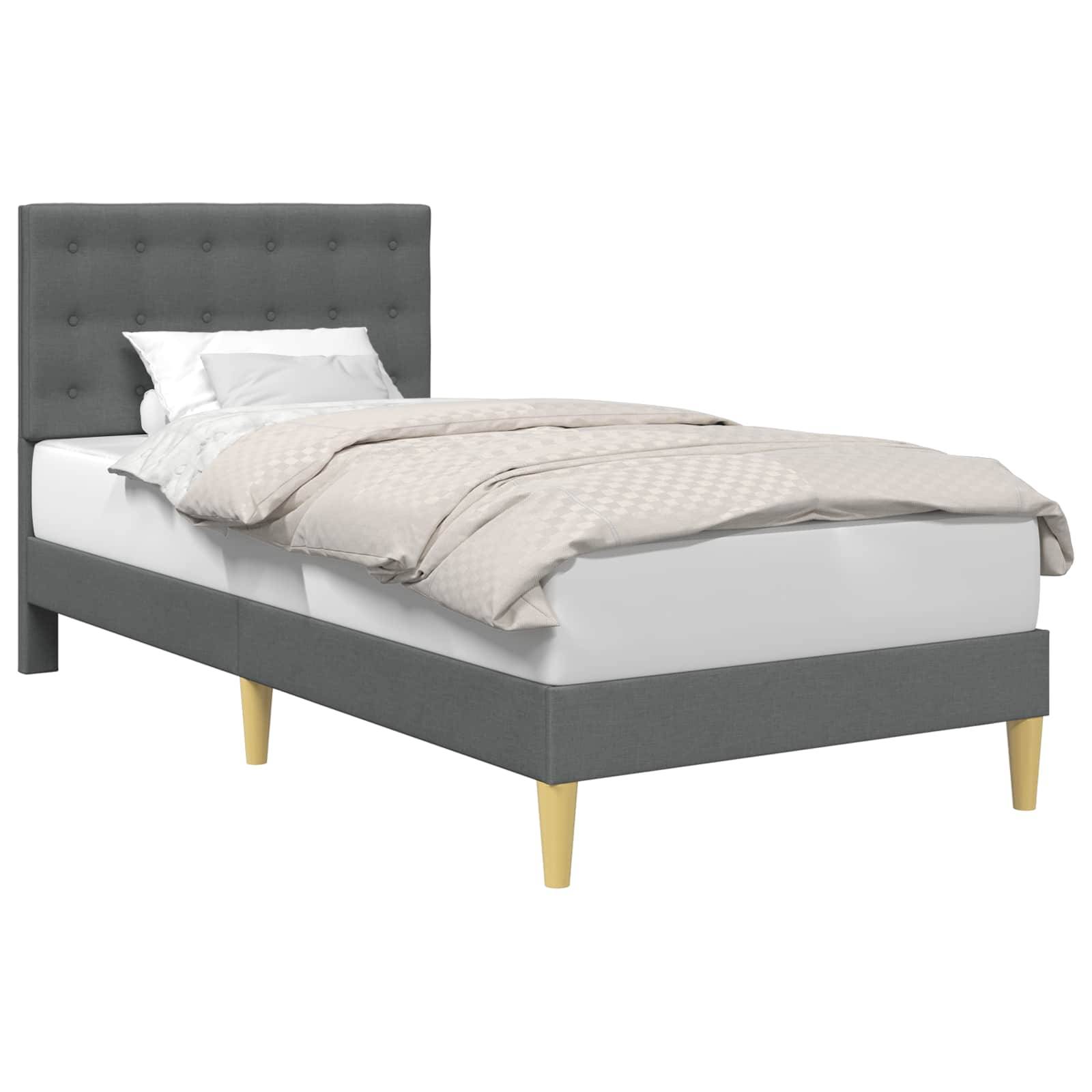vidaXL Bettrahmen mit Kopfteil Dunkelgrau 90 x 190 cm Stoff