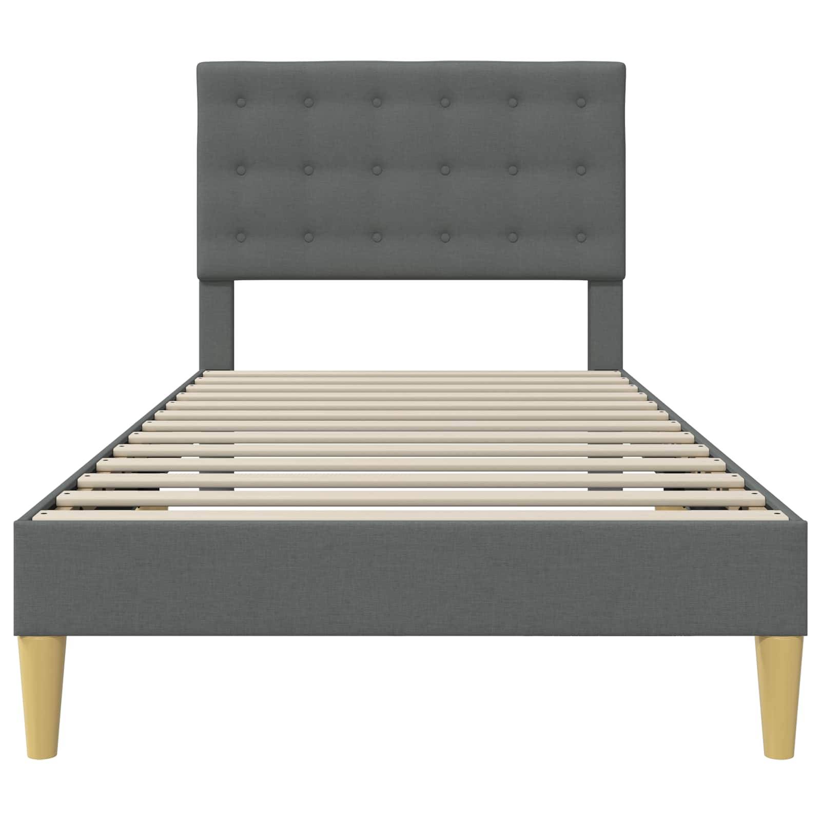 vidaXL Bettrahmen mit Kopfteil Dunkelgrau 90 x 190 cm Stoff