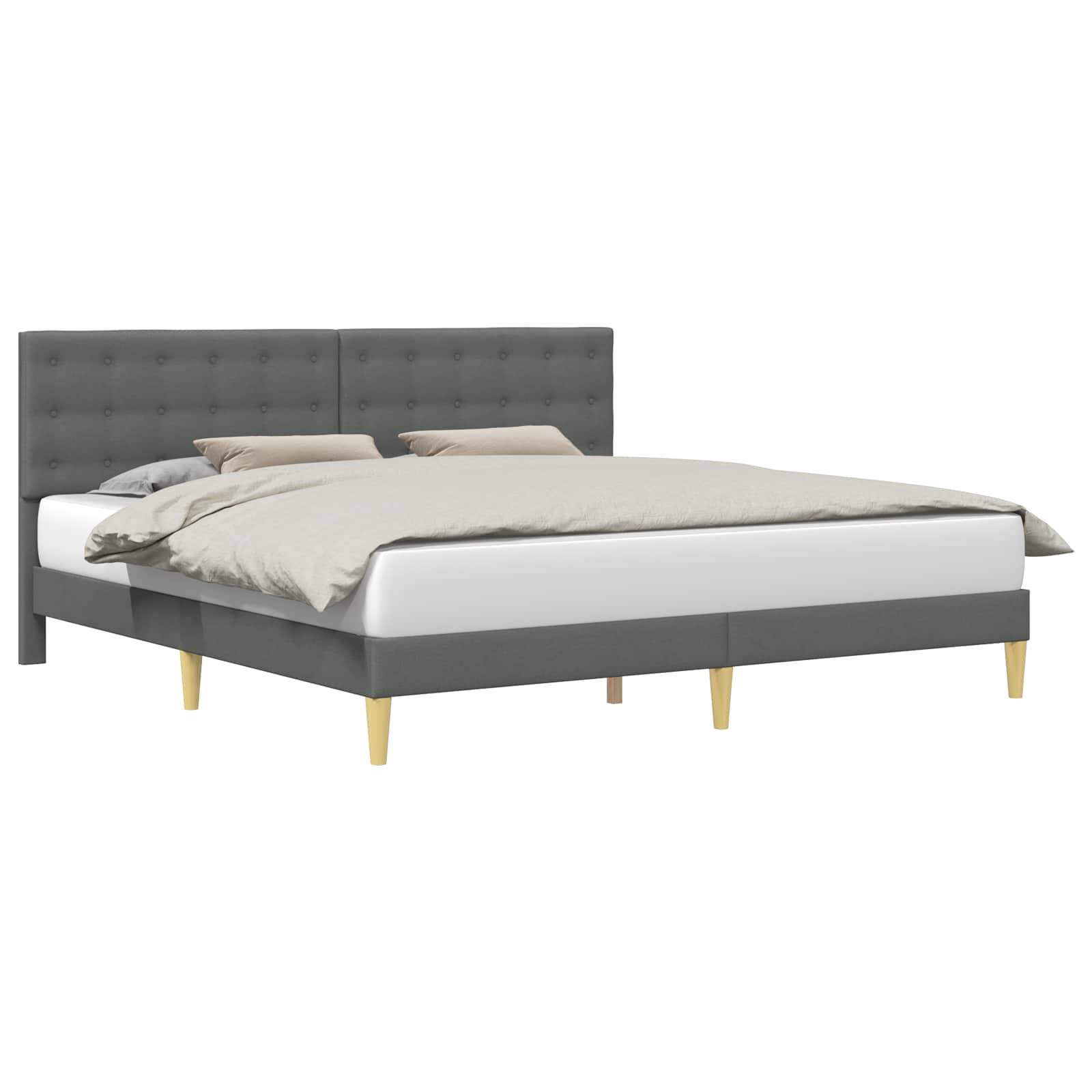 vidaXL Bettrahmen mit Kopfteil Dunkelgrau 200 x 200 cm Stoff