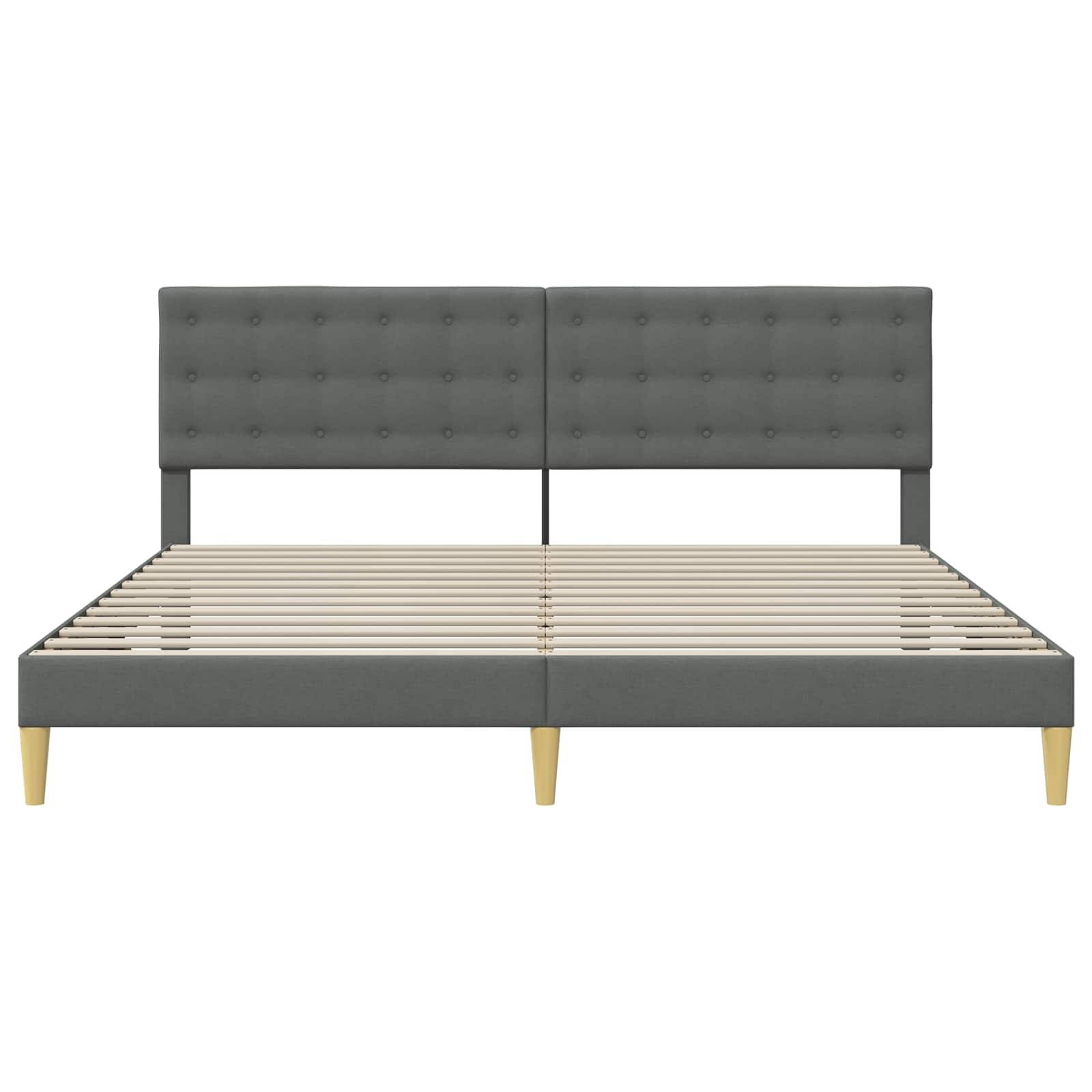 vidaXL Bettrahmen mit Kopfteil Dunkelgrau 200 x 200 cm Stoff