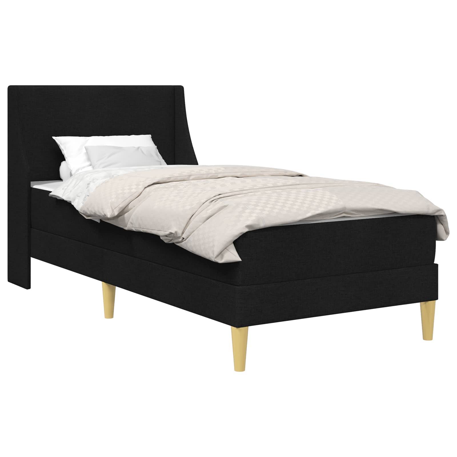 vidaXL Bettgestell mit Matratze mit Kopfteil Schwarz 90 x 190 cm Stoff