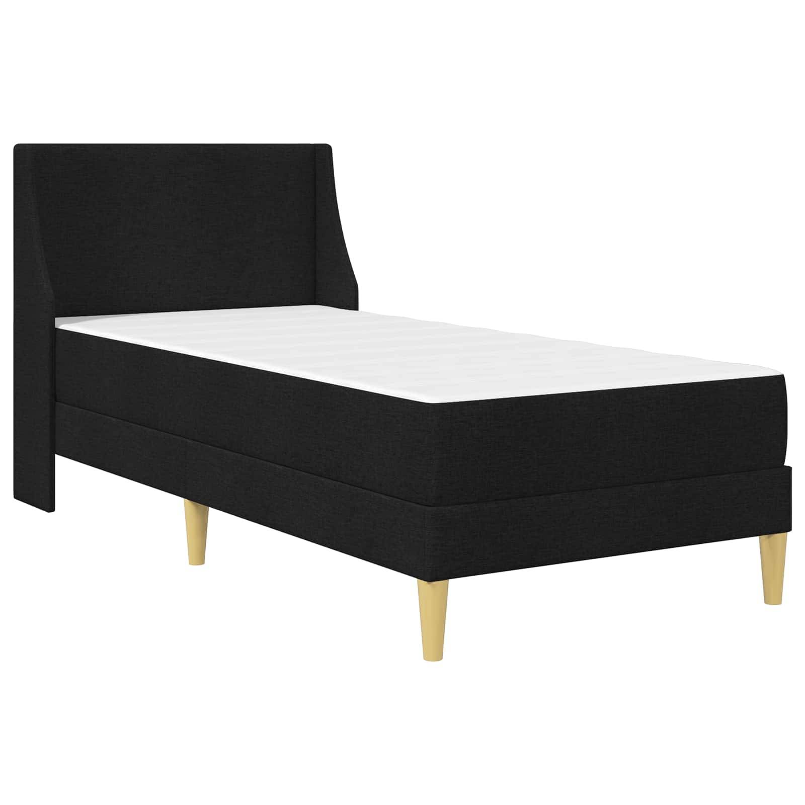 vidaXL Bettgestell mit Matratze mit Kopfteil Schwarz 90 x 190 cm Stoff