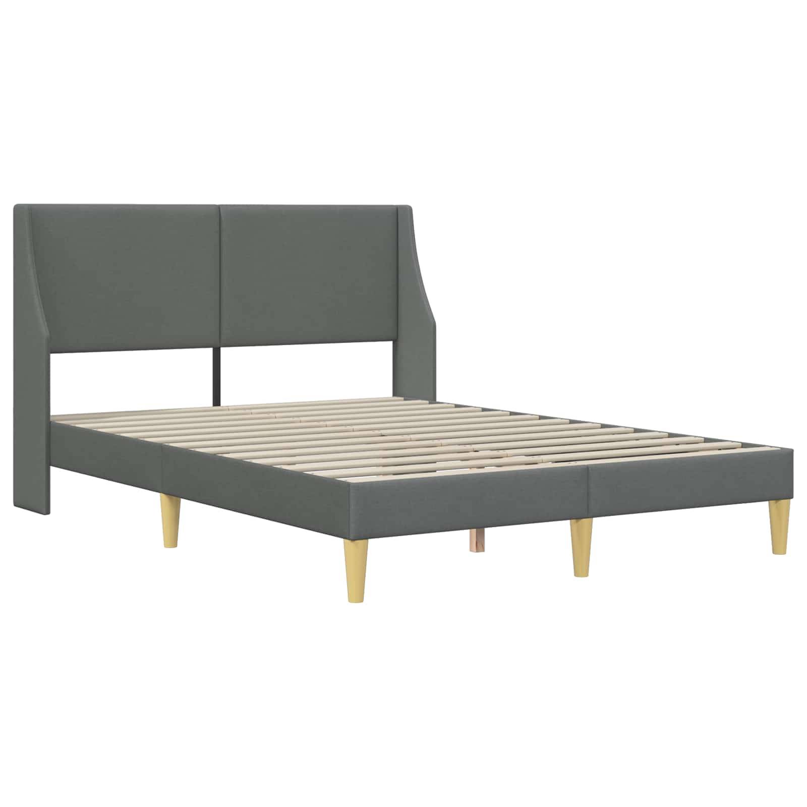 vidaXL Bettrahmen mit Kopfteil Dunkelgrau 137 x 190 cm Stoff