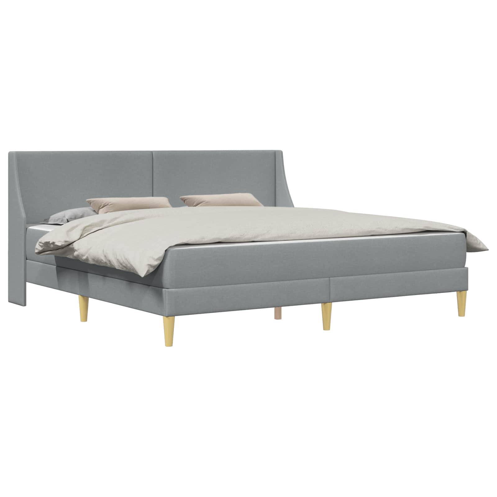 vidaXL Bettgestell mit Matratze Hellgrau 180 x 200 cm Stoff