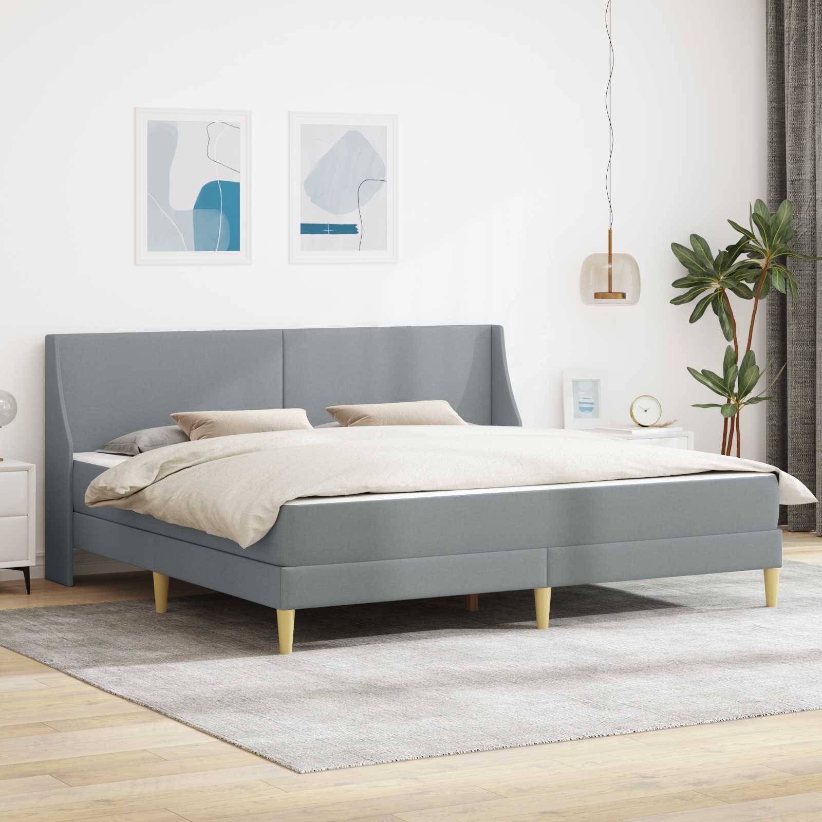 vidaXL Bettgestell mit Matratze Hellgrau 180 x 200 cm Stoff