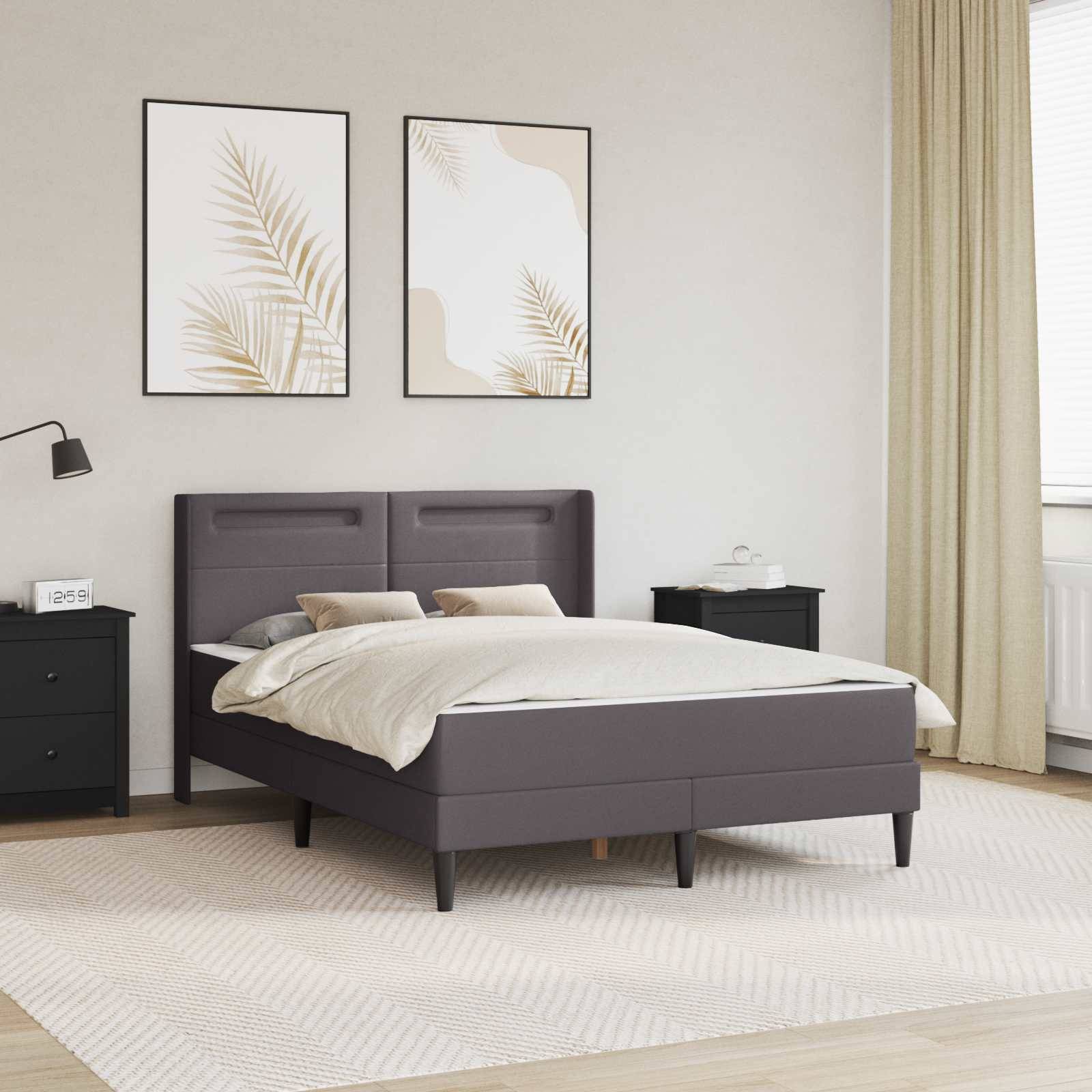 vidaXL Bettgestell mit Matratze Grau 120 x 190 cm Kunstleder