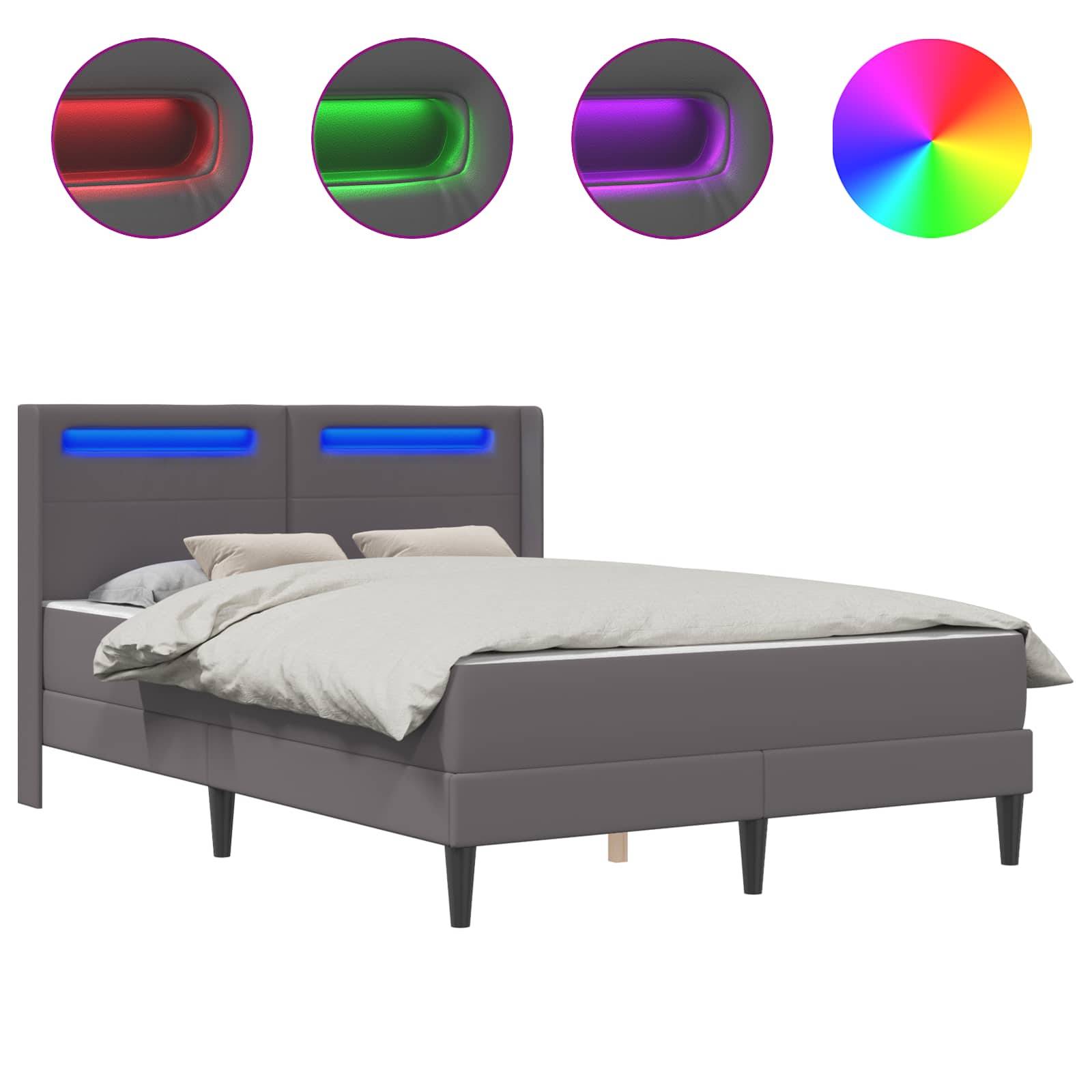 vidaXL Bettgestell mit Matratze Grau 120 x 190 cm Kunstleder