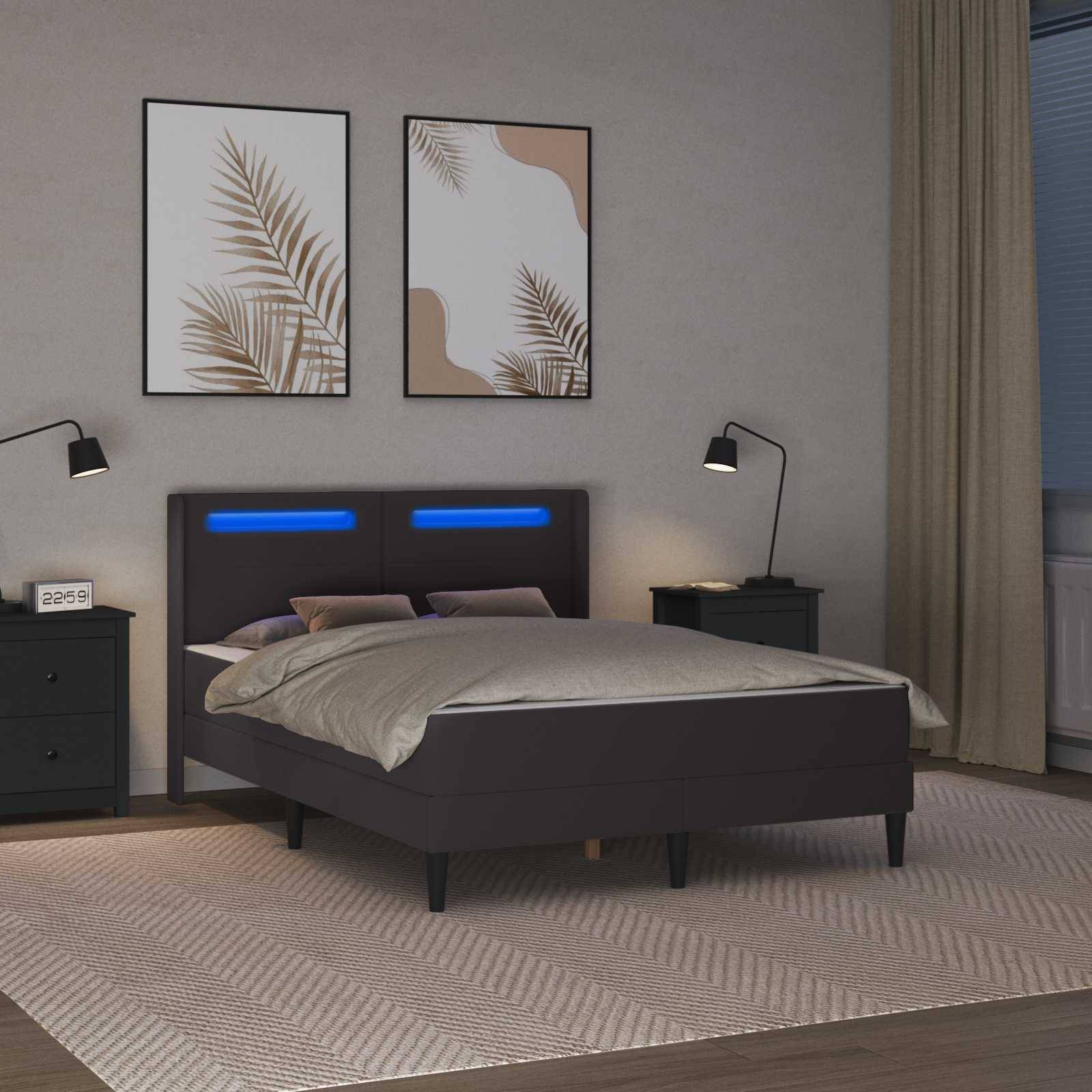 vidaXL Bettgestell mit Matratze Grau 120 x 190 cm Kunstleder