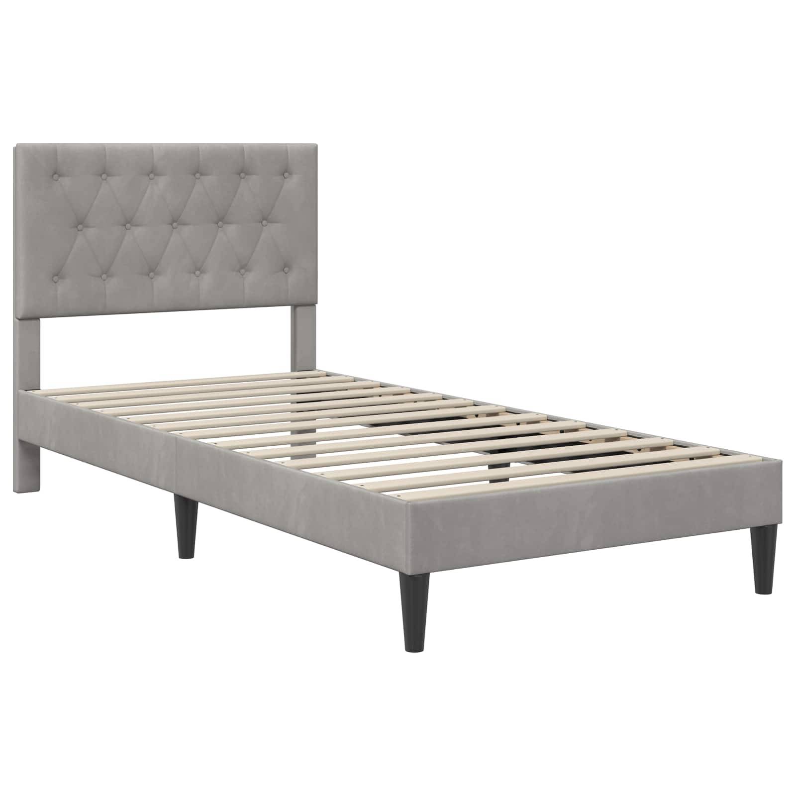 vidaXL Bettgestell mit Matratze mit Kopfteil Hellgrau 90 x 190 cm Samt