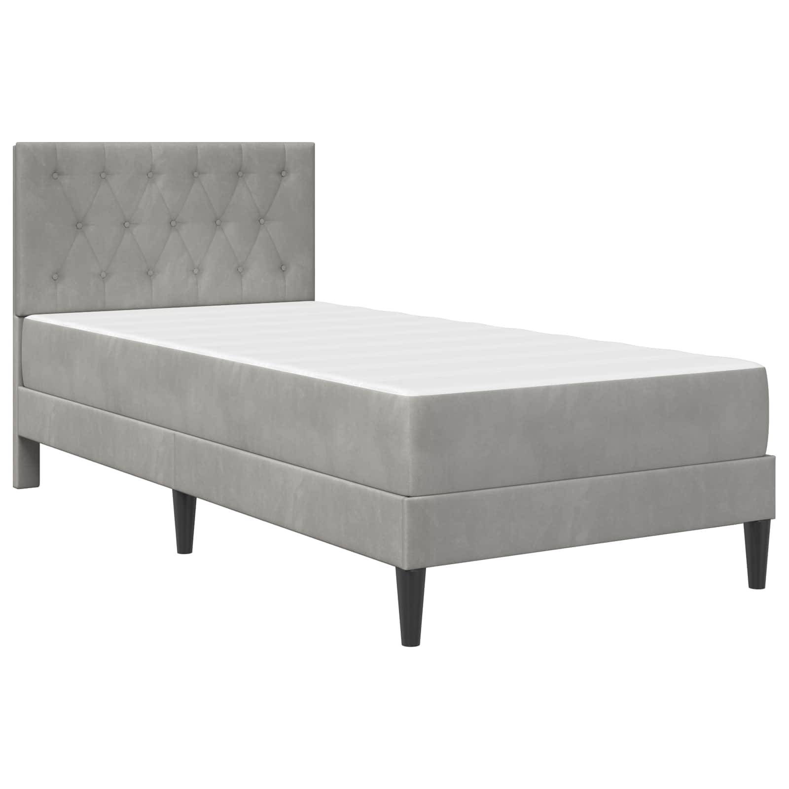 vidaXL Bettgestell mit Matratze mit Kopfteil Hellgrau 90 x 190 cm Samt
