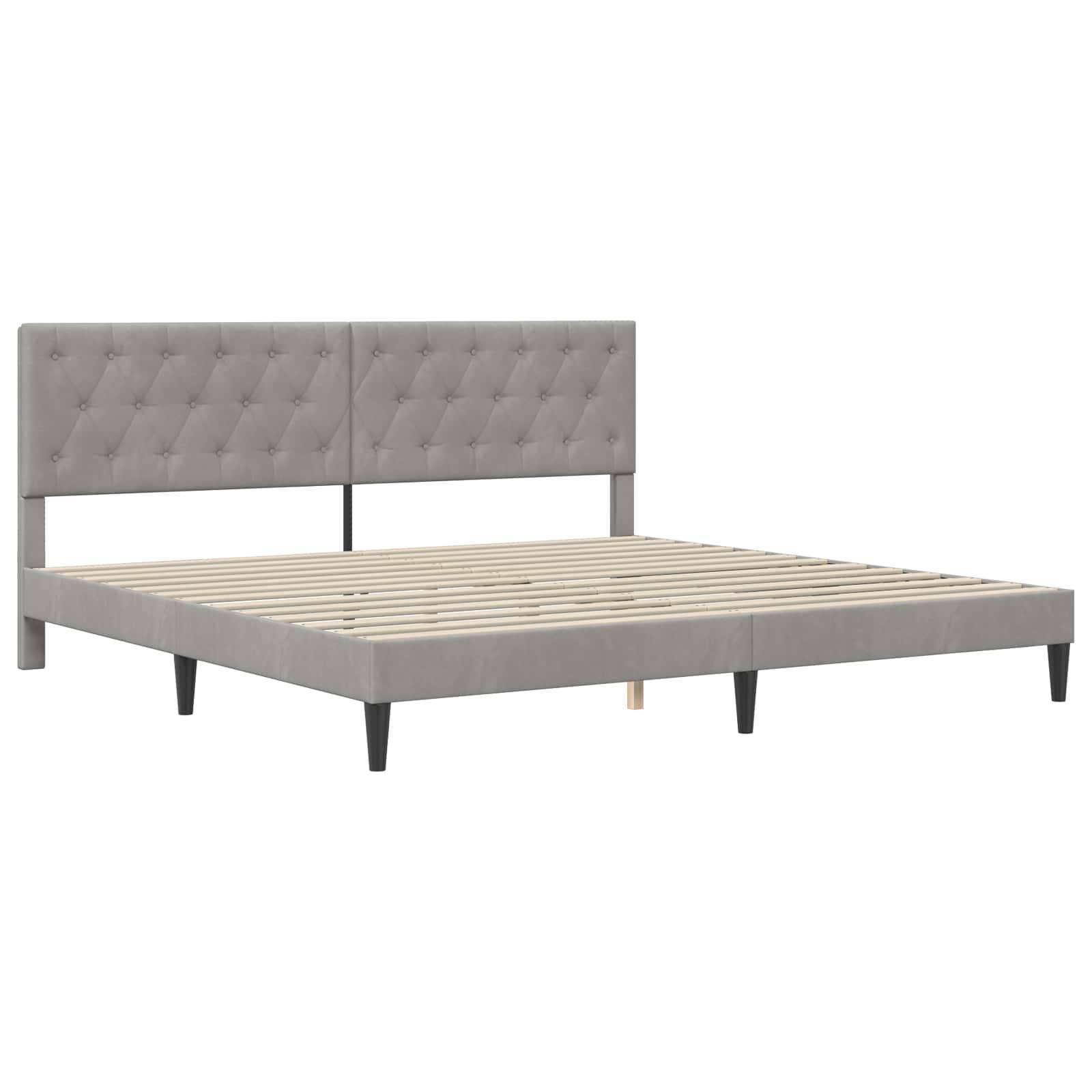 vidaXL Bettrahmen mit Kopfteil Hellgrau 200 x 200 cm Samt