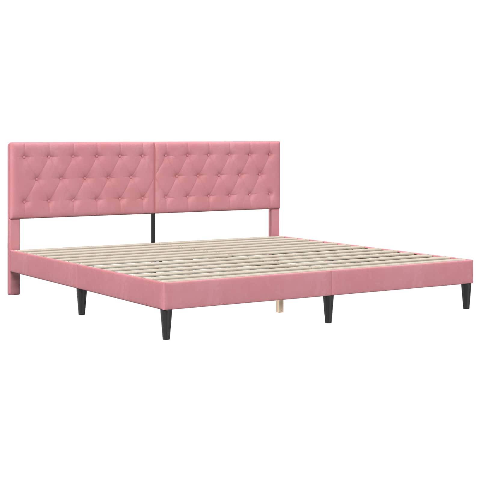 vidaXL Bettrahmen mit Kopfteil Rosa 200 x 200 cm Samt