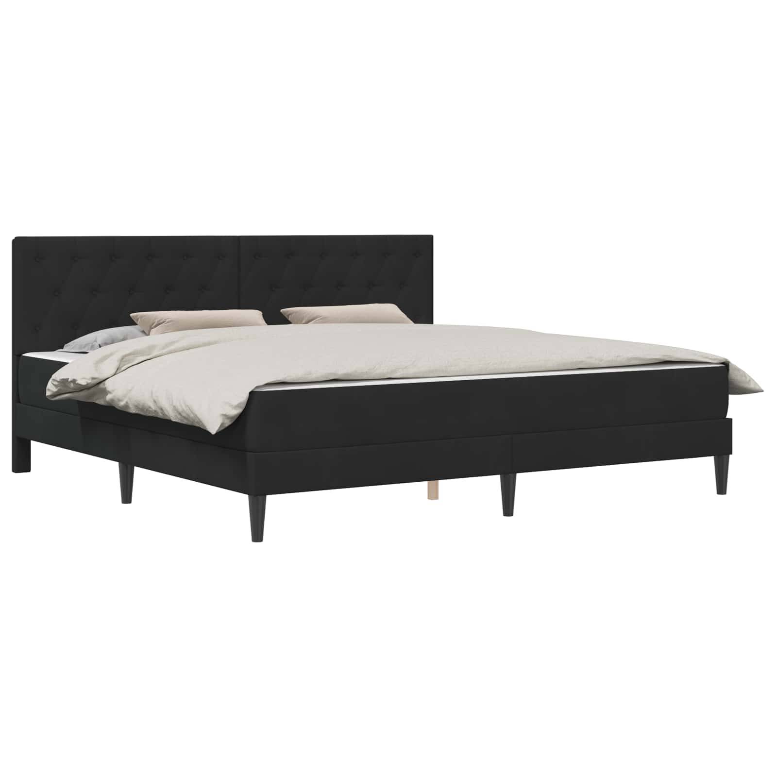 vidaXL Bettgestell mit Matratze mit Kopfteil Schwarz 180 x 200 cm Samt