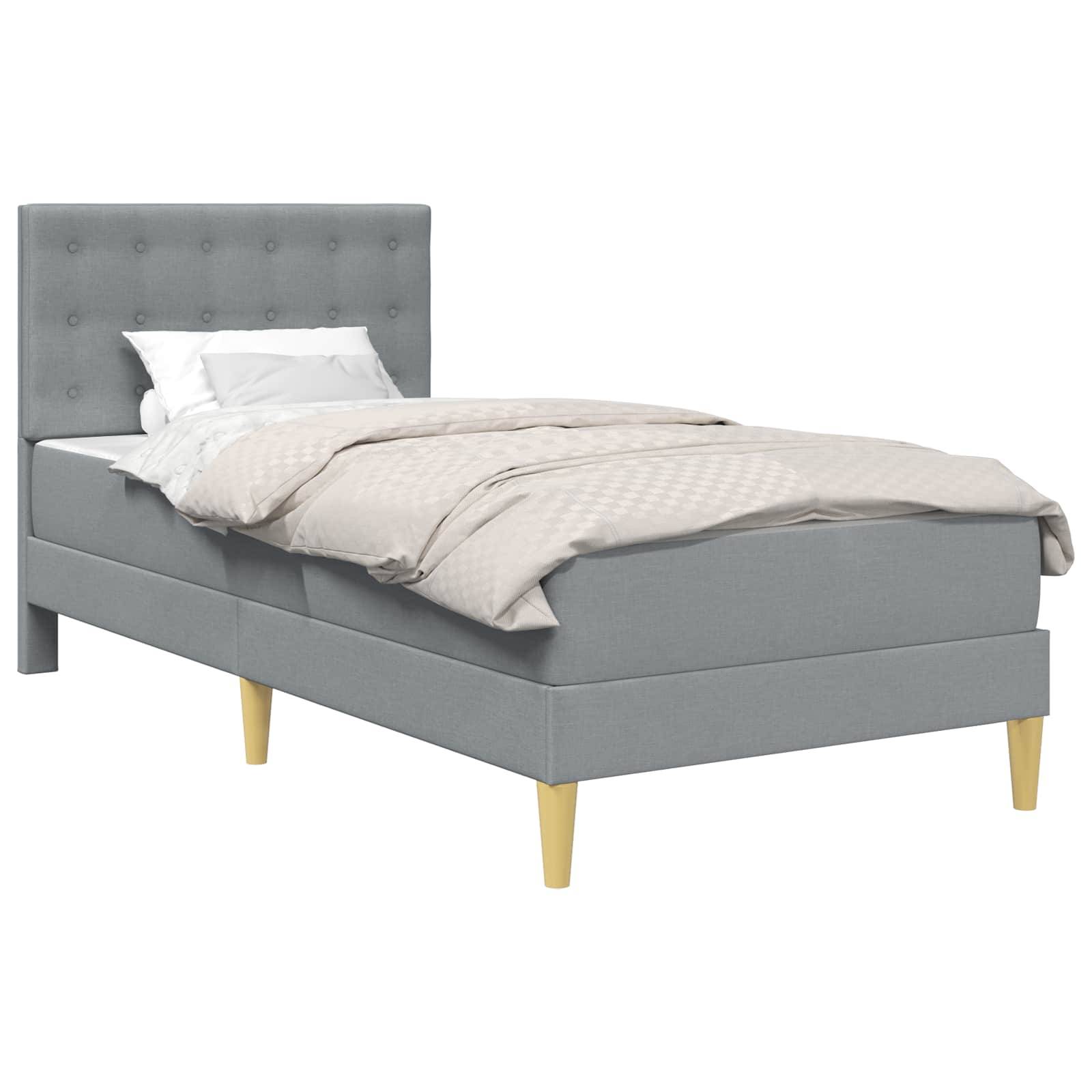 vidaXL Bettgestell mit Matratze Hellgrau 90 x 200 cm Stoff