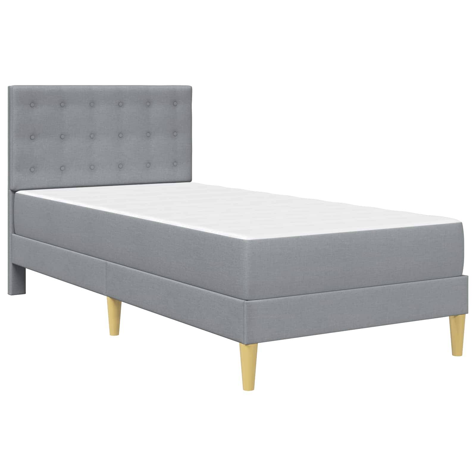 vidaXL Bettgestell mit Matratze Hellgrau 90 x 190 cm Stoff