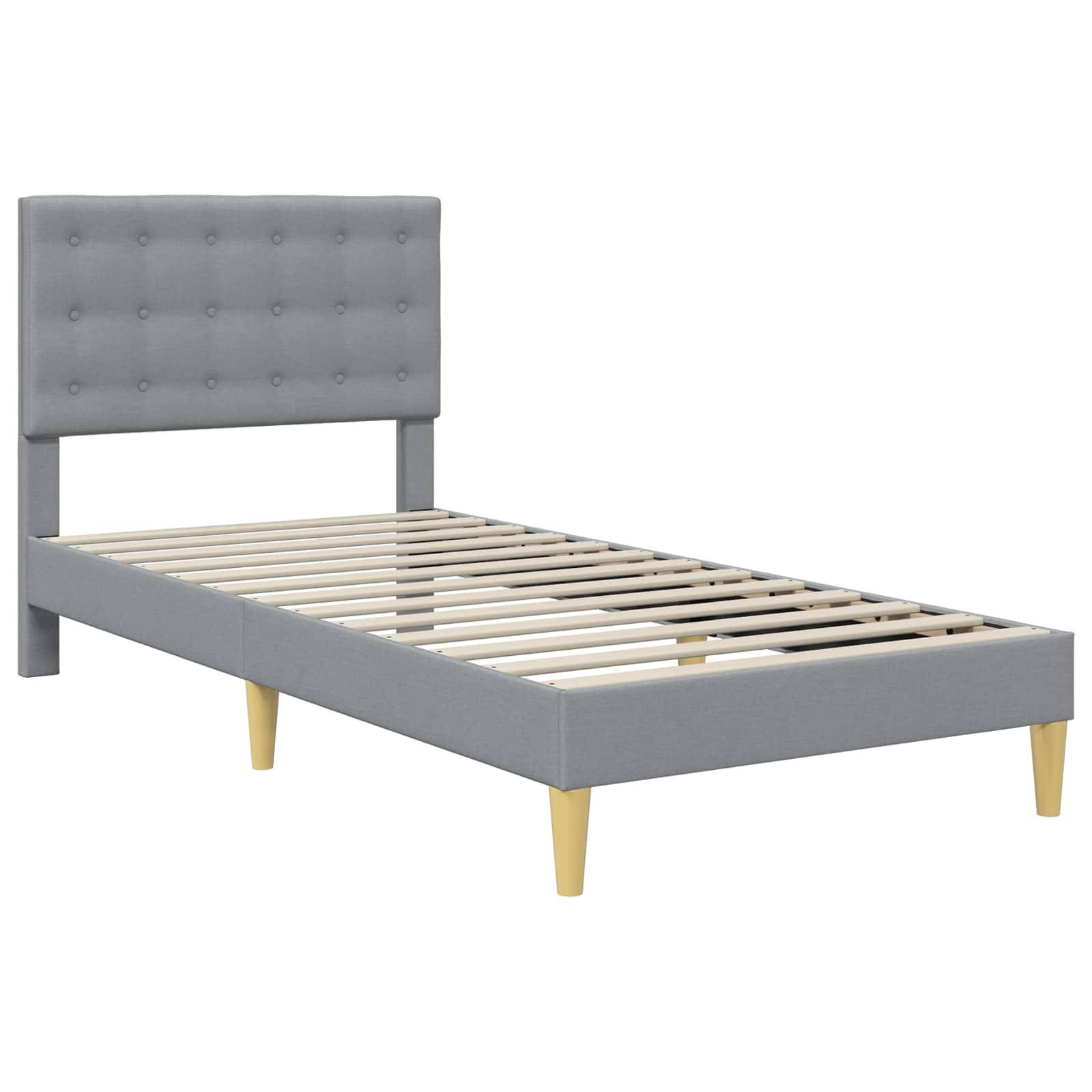 vidaXL Bettgestell mit Matratze Hellgrau 90 x 200 cm Stoff