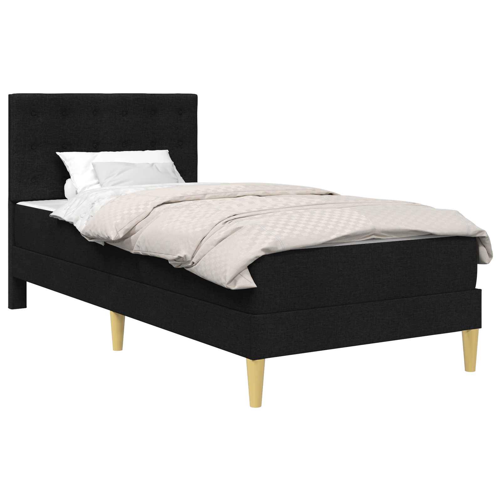 vidaXL Bettgestell mit Matratze mit Kopfteil Schwarz 80 x 200 cm Stoff