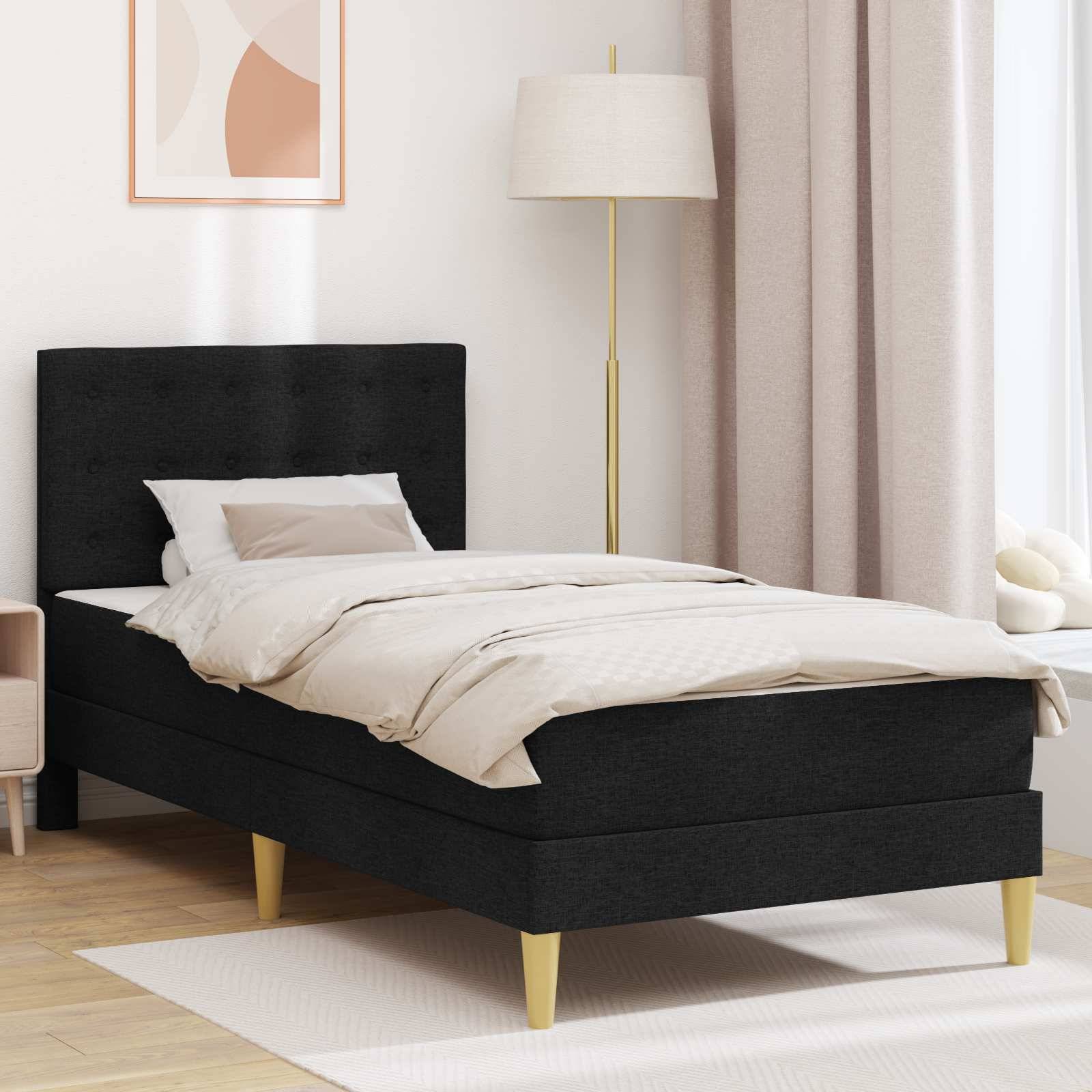 vidaXL Bettgestell mit Matratze Schwarz 100 x 200 cm Stoff