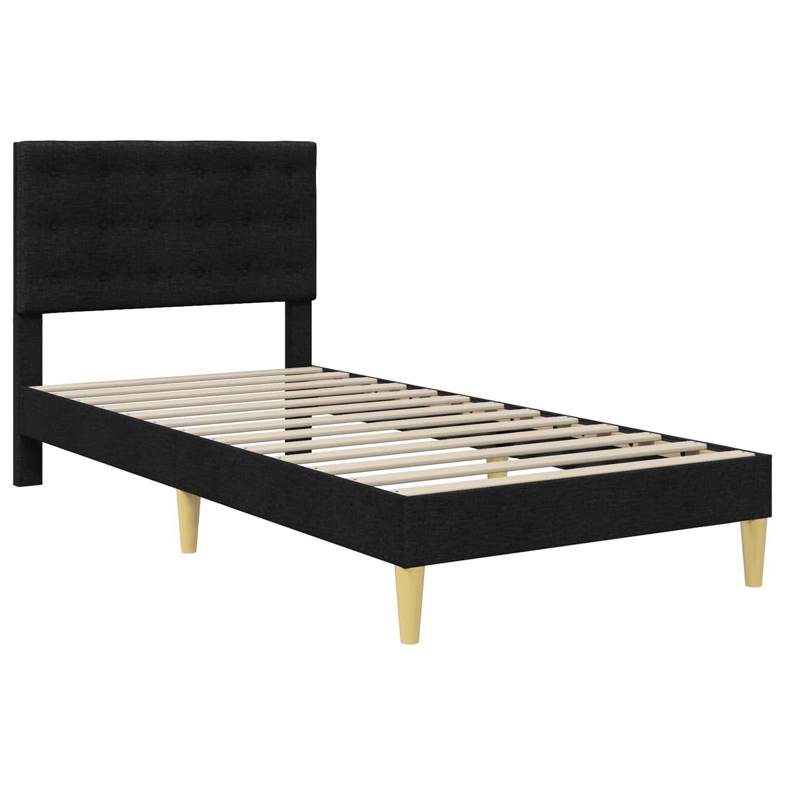 vidaXL Bettrahmen mit Kopfteil Schwarz 80 x 200 cm Stoff