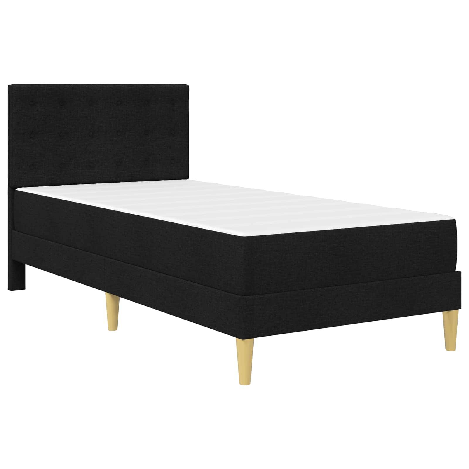vidaXL Bettgestell mit Matratze mit Kopfteil Schwarz 80 x 200 cm Stoff