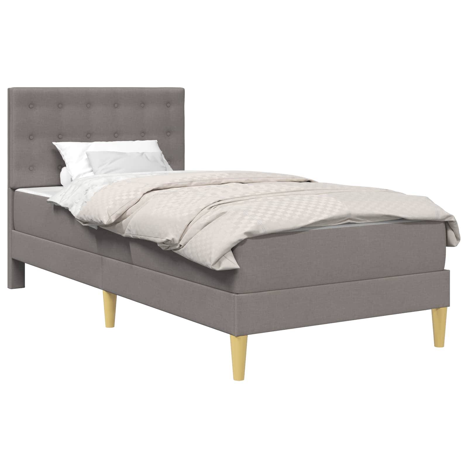 vidaXL Bettgestell mit Matratze mit Kopfteil Taupe 90 x 200 cm Stoff