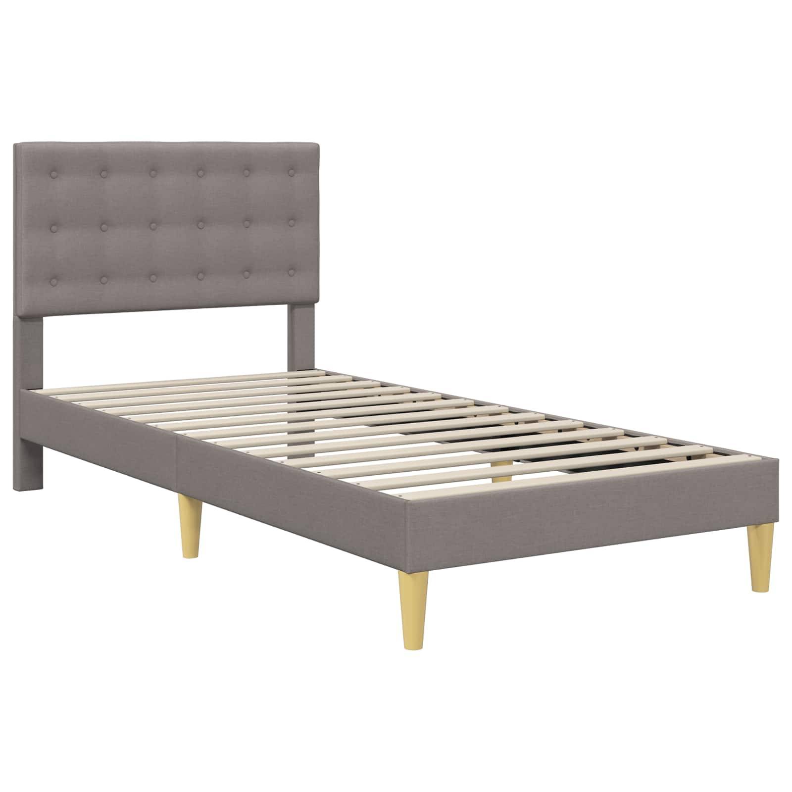 vidaXL Bettgestell mit Matratze mit Kopfteil Taupe 90 x 200 cm Stoff