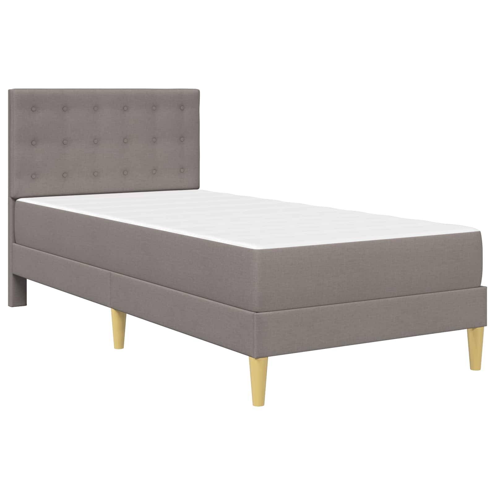 vidaXL Bettgestell mit Matratze mit Kopfteil Taupe 90 x 200 cm Stoff