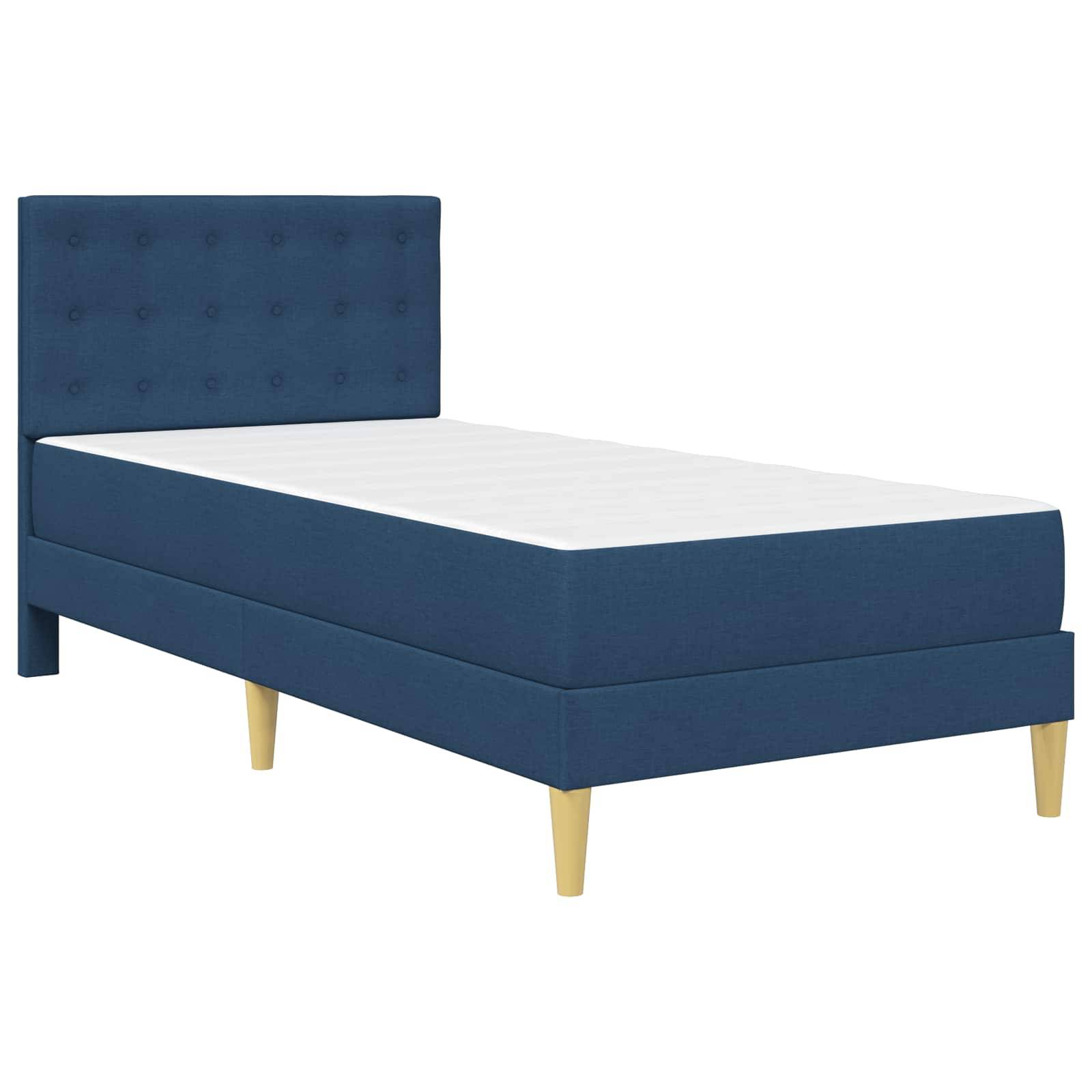 vidaXL Bettgestell mit Matratze mit Kopfteil Blau 80 x 200 cm Stoff