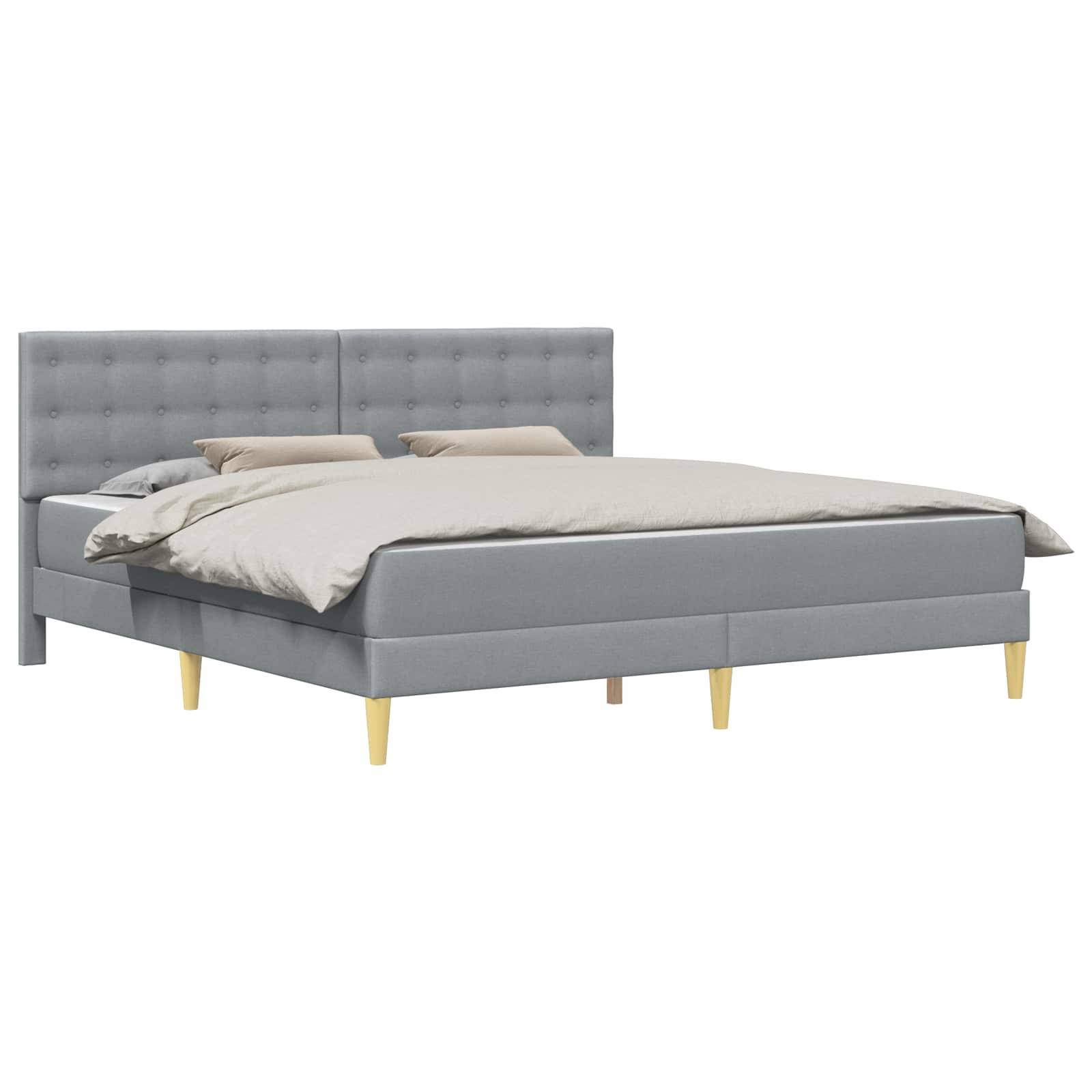 vidaXL Bettgestell mit Matratze Hellgrau 180 x 200 cm Stoff