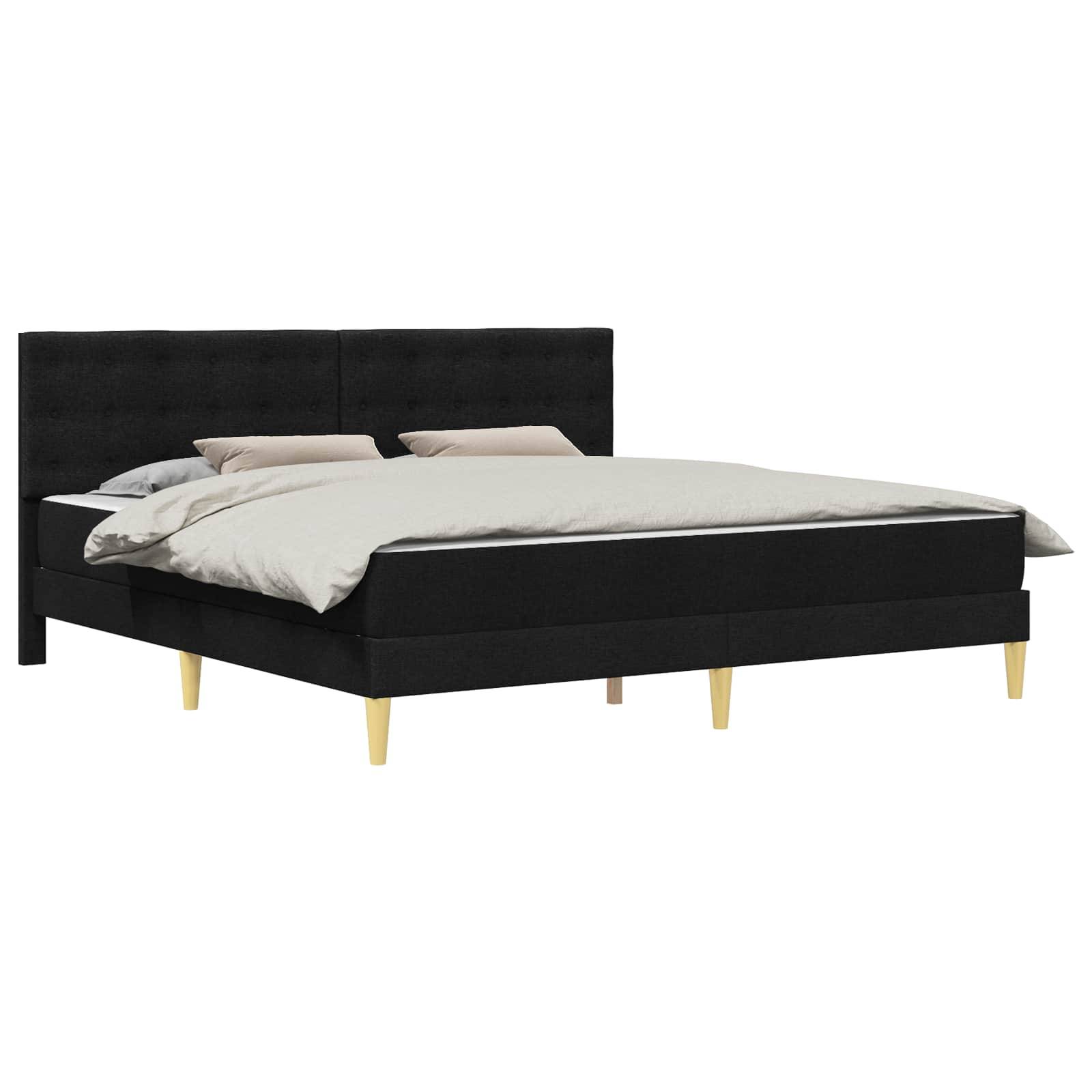 vidaXL Bettgestell mit Matratze Schwarz 200 x 200 cm Stoff