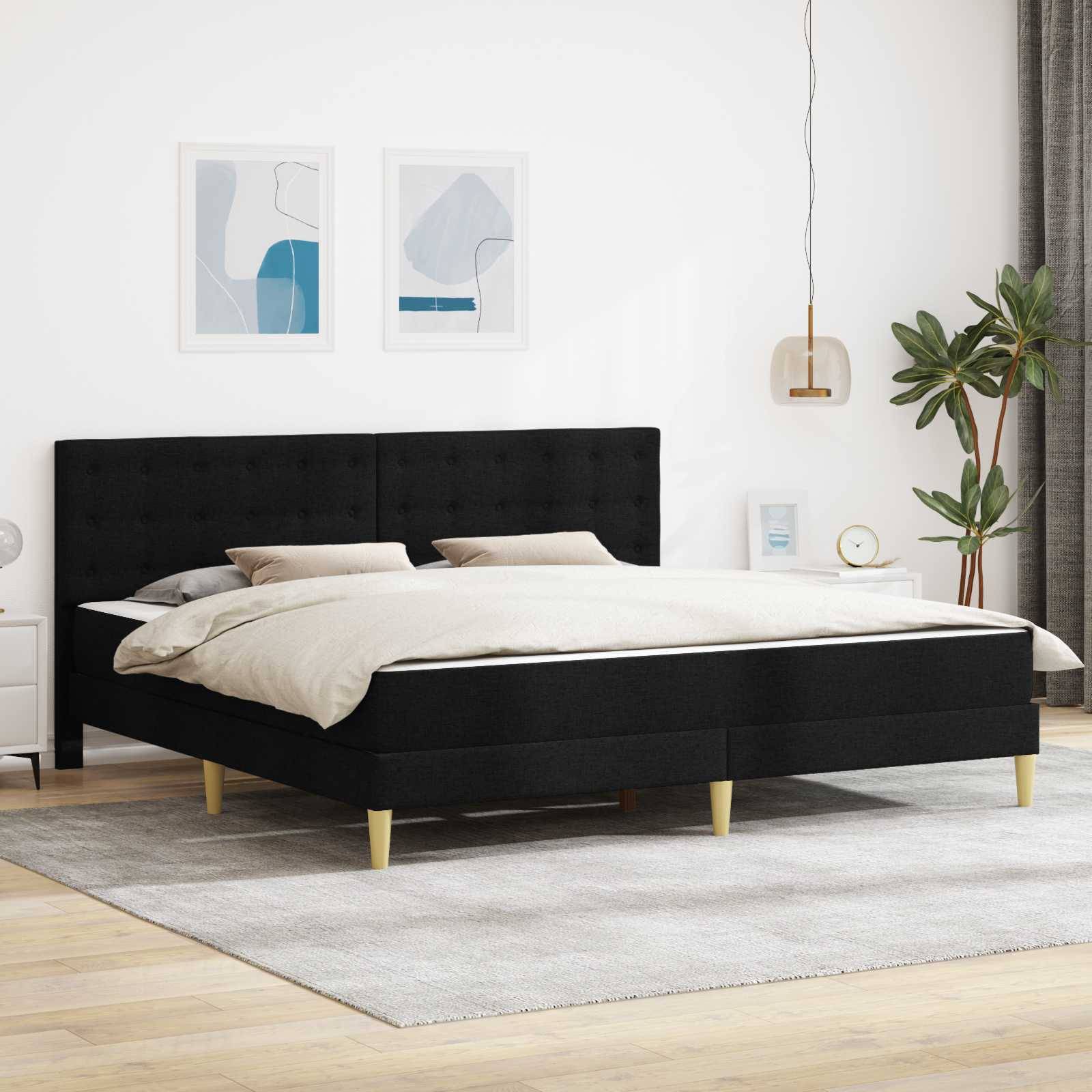 vidaXL Bettgestell mit Matratze Schwarz 180 x 200 cm Stoff