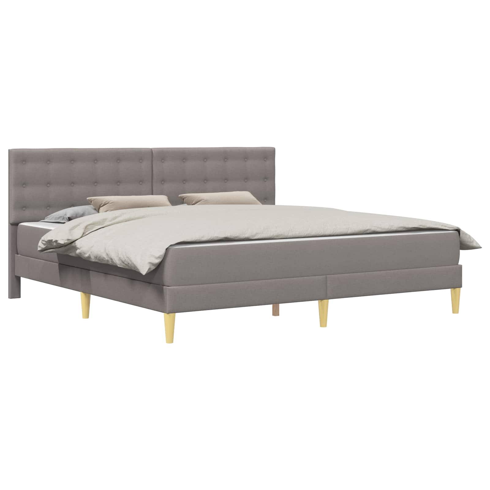 vidaXL Bettgestell mit Matratze mit Kopfteil Taupe 200 x 200 cm Stoff