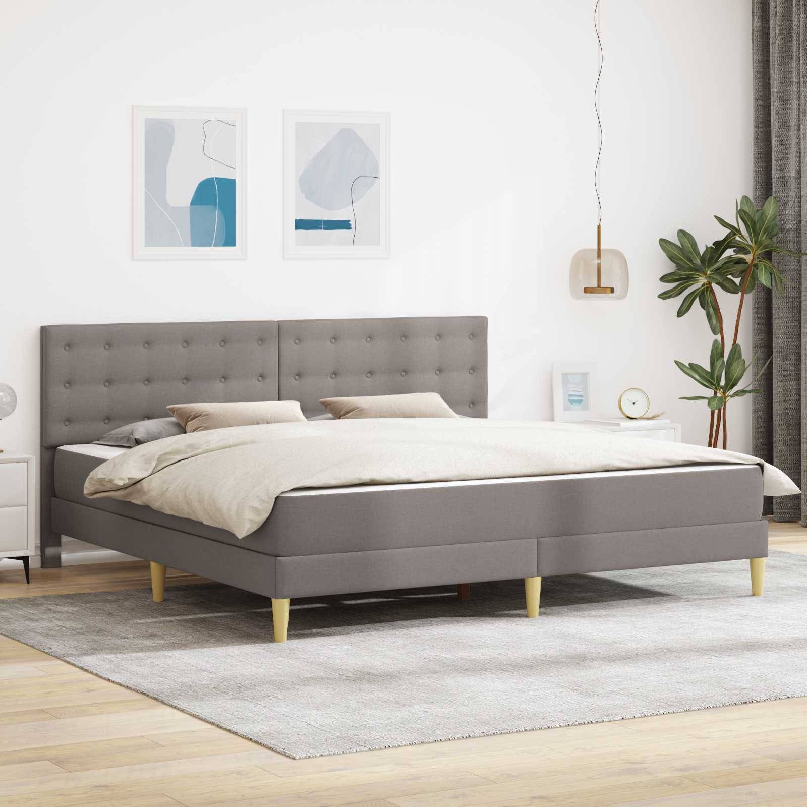 vidaXL Bettgestell mit Matratze mit Kopfteil Taupe 180 x 200 cm Stoff